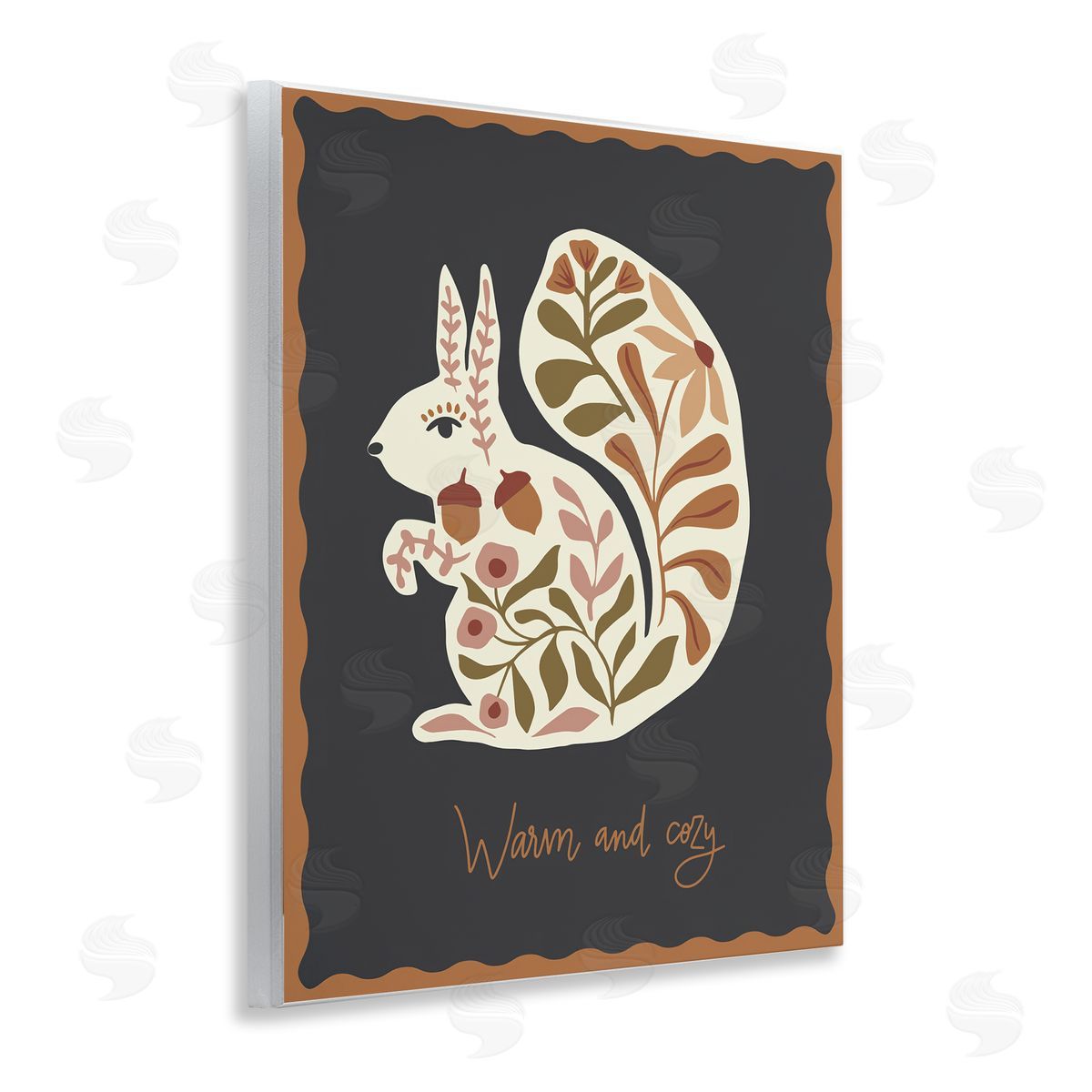 Autumnal Folk Squirrel Wood Plaque Wall Art, Home Decor by Caroline Alfreds