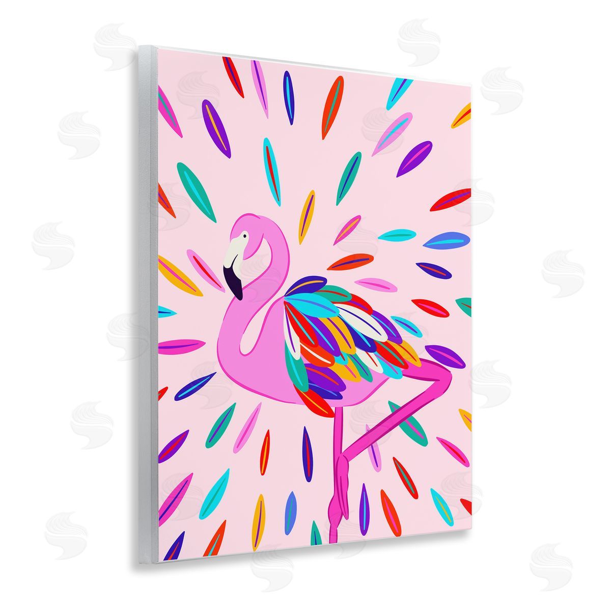 Flamingo Feather Flair Wood Plaque Wall Art, Home Decor by Catalina Aguirre
