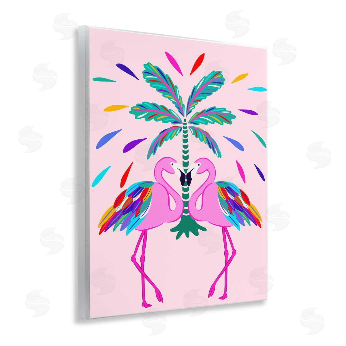 Mirrored Flamingos Flair Wood Plaque Wall Art, Home Decor by Catalina Aguirre