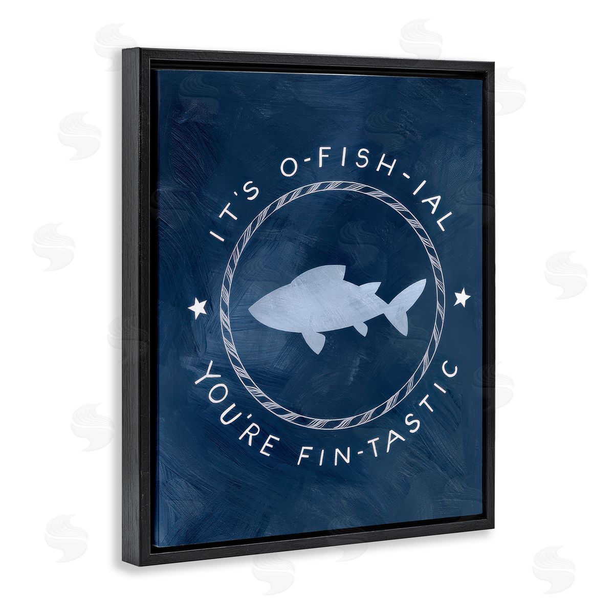 Officially Fantastic Fish Pun Black Floating Frame Canvas Wall Art, Home Decor by Caverly Smith