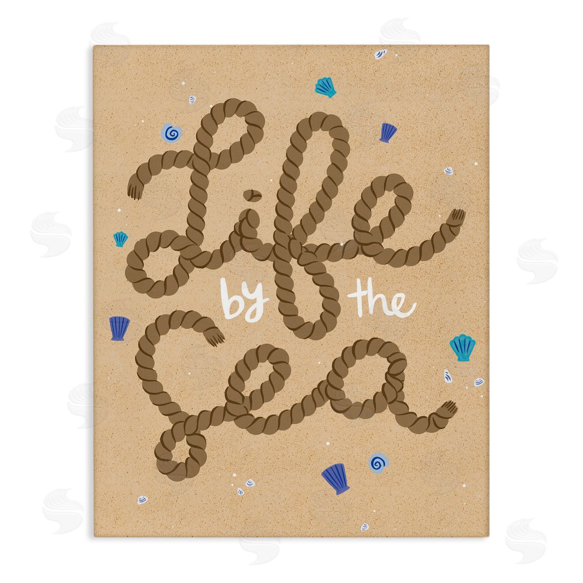 Life By Sea Nautical Rope Canvas Wall Art, Home Decor by Deborah Curiel