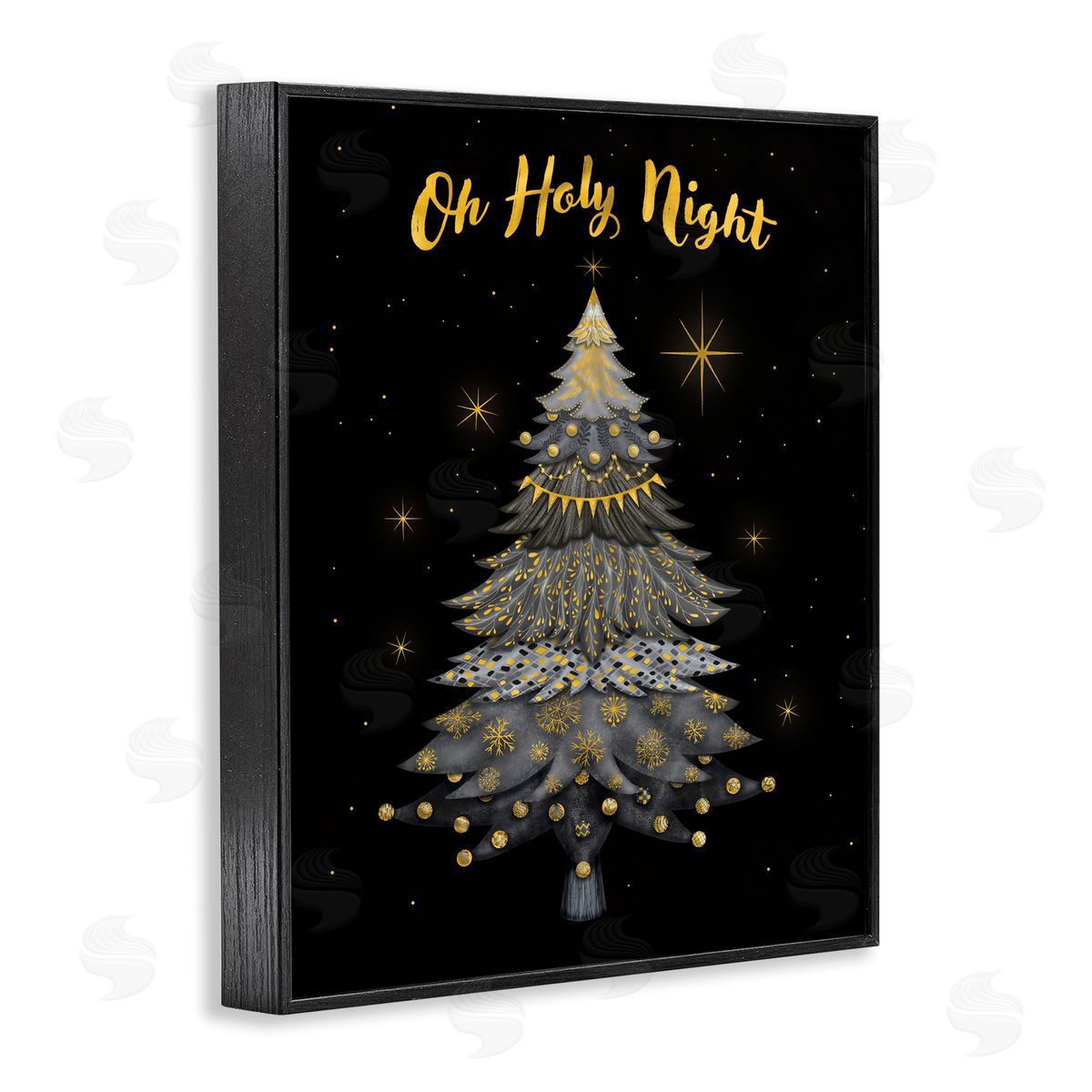 Oh Holy Night Winter Tree Black Frame Print Wall Art, Home Decor by Darlene Seale