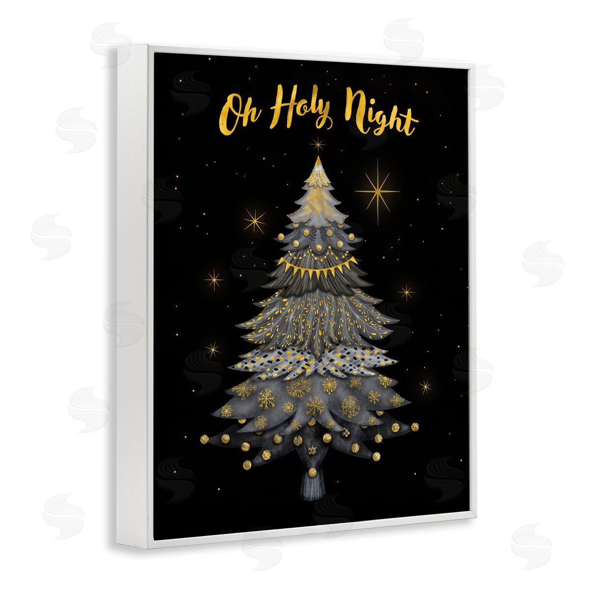 Oh Holy Night Winter Tree White Frame Print Wall Art, Home Decor by Darlene Seale