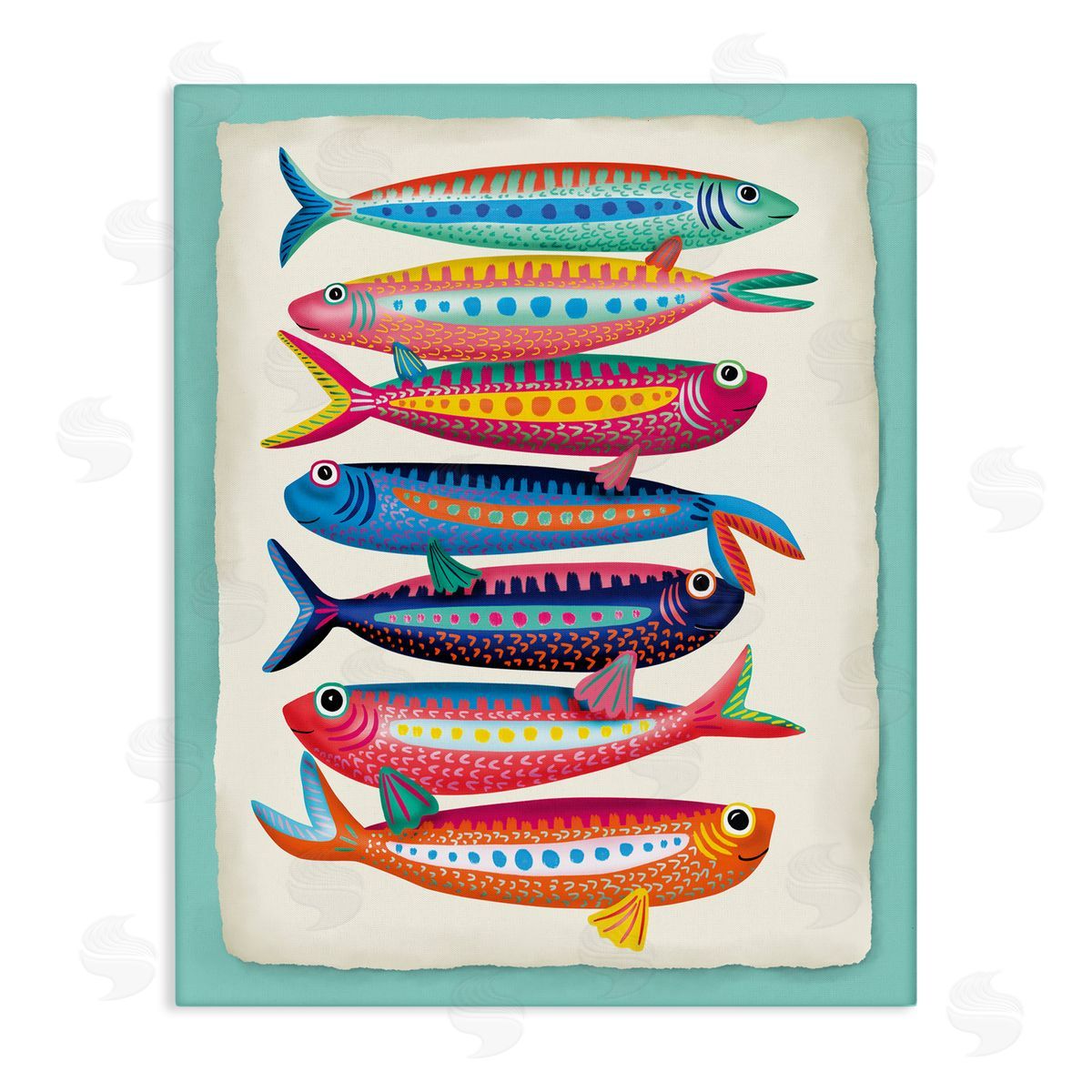 Multi Hued Sardines Canvas Wall Art, Home Decor by Darlene Seale