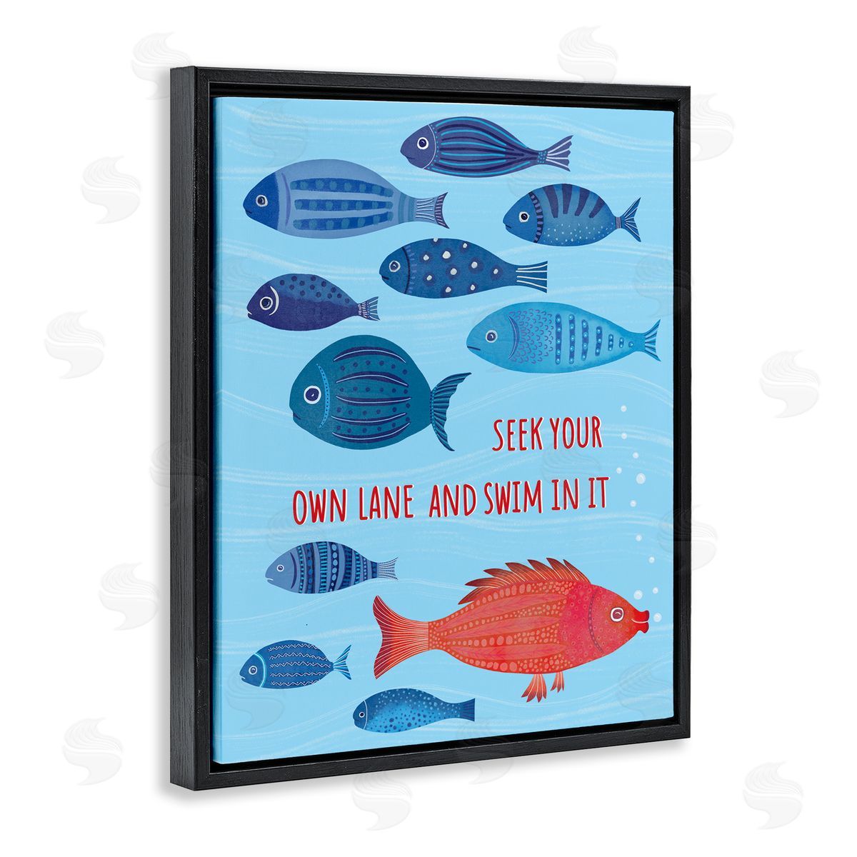 Swim In Your Own Lane Black Floating Frame Canvas Wall Art, Home Decor by Darlene Seale