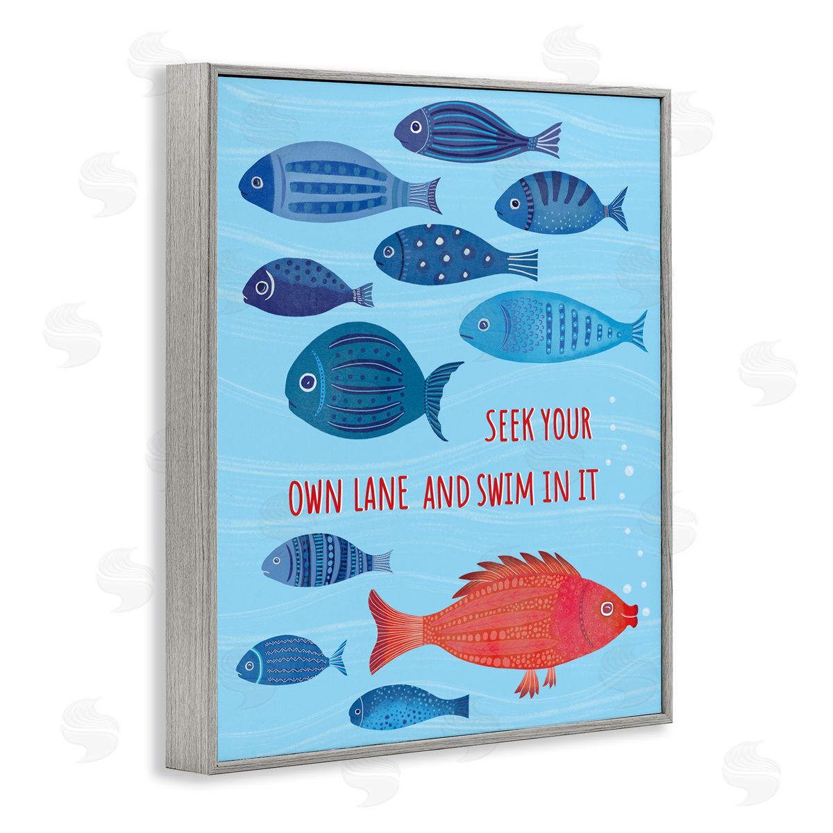 Swim In Your Own Lane Grey Frame Print Wall Art, Home Decor by Darlene Seale