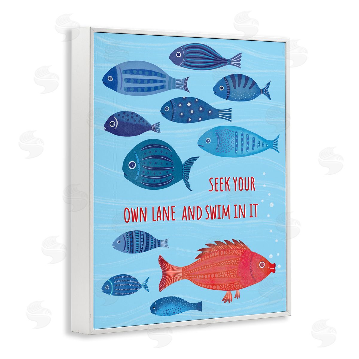 Swim In Your Own Lane White Frame Print Wall Art, Home Decor by Darlene Seale