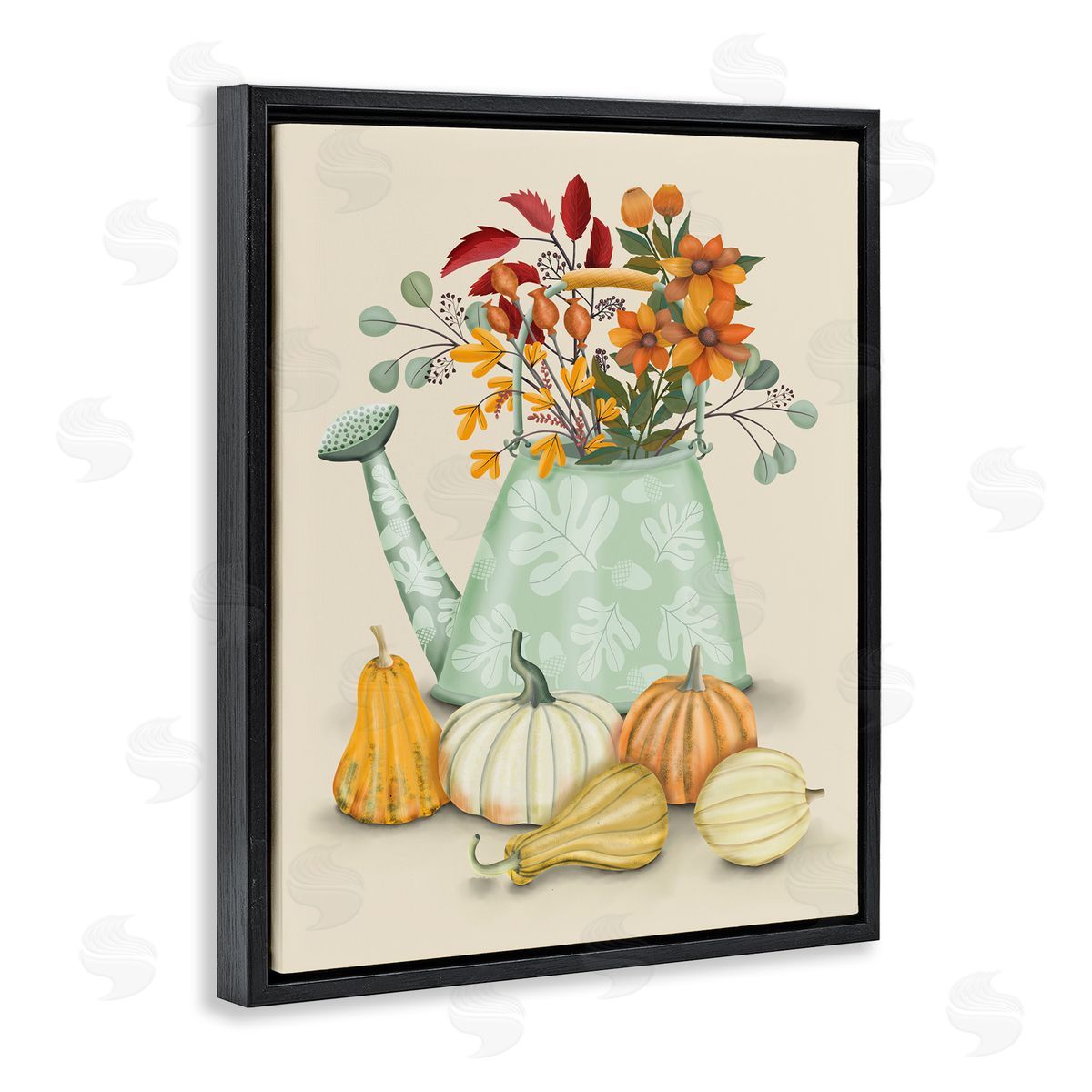 Country Harvest & Bouquet Black Floating Frame Canvas Wall Art, Home Decor by Darlene Seale