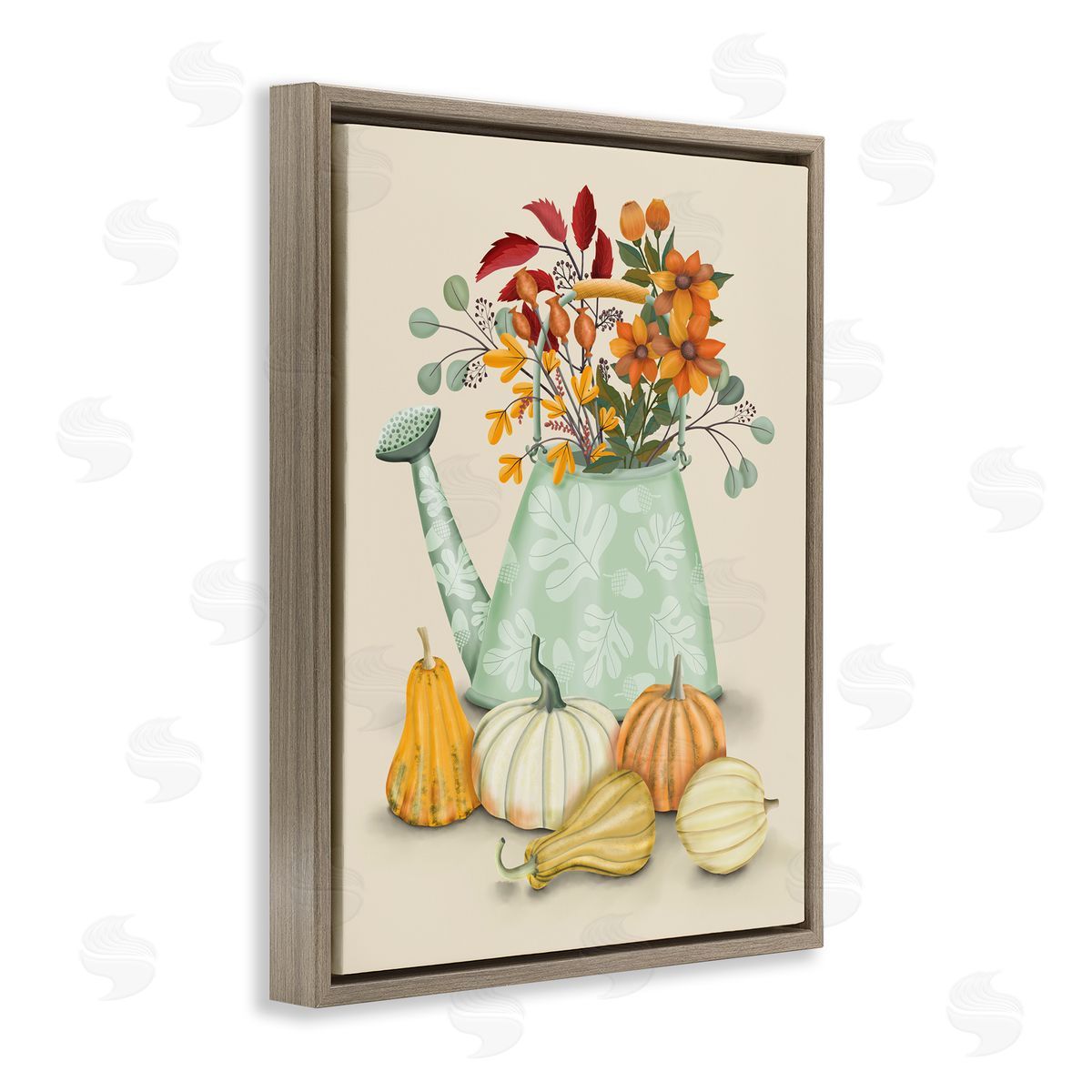 Country Harvest & Bouquet Brown Floating Frame Canvas Wall Art, Home Decor by Darlene Seale