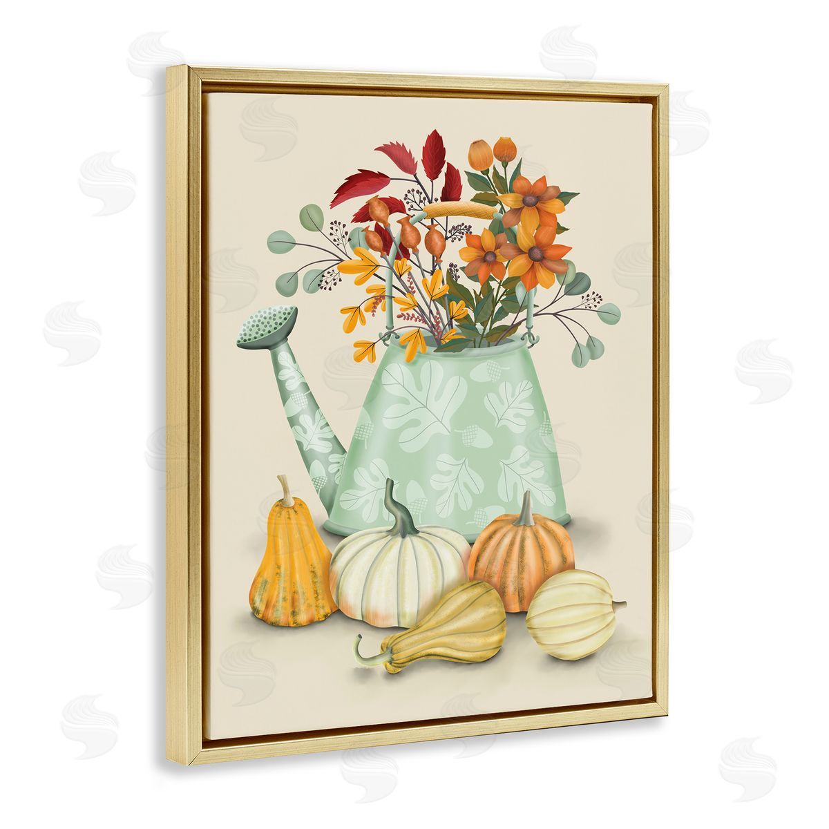 Country Harvest & Bouquet Gold Floating Frame Canvas Wall Art, Home Decor by Darlene Seale
