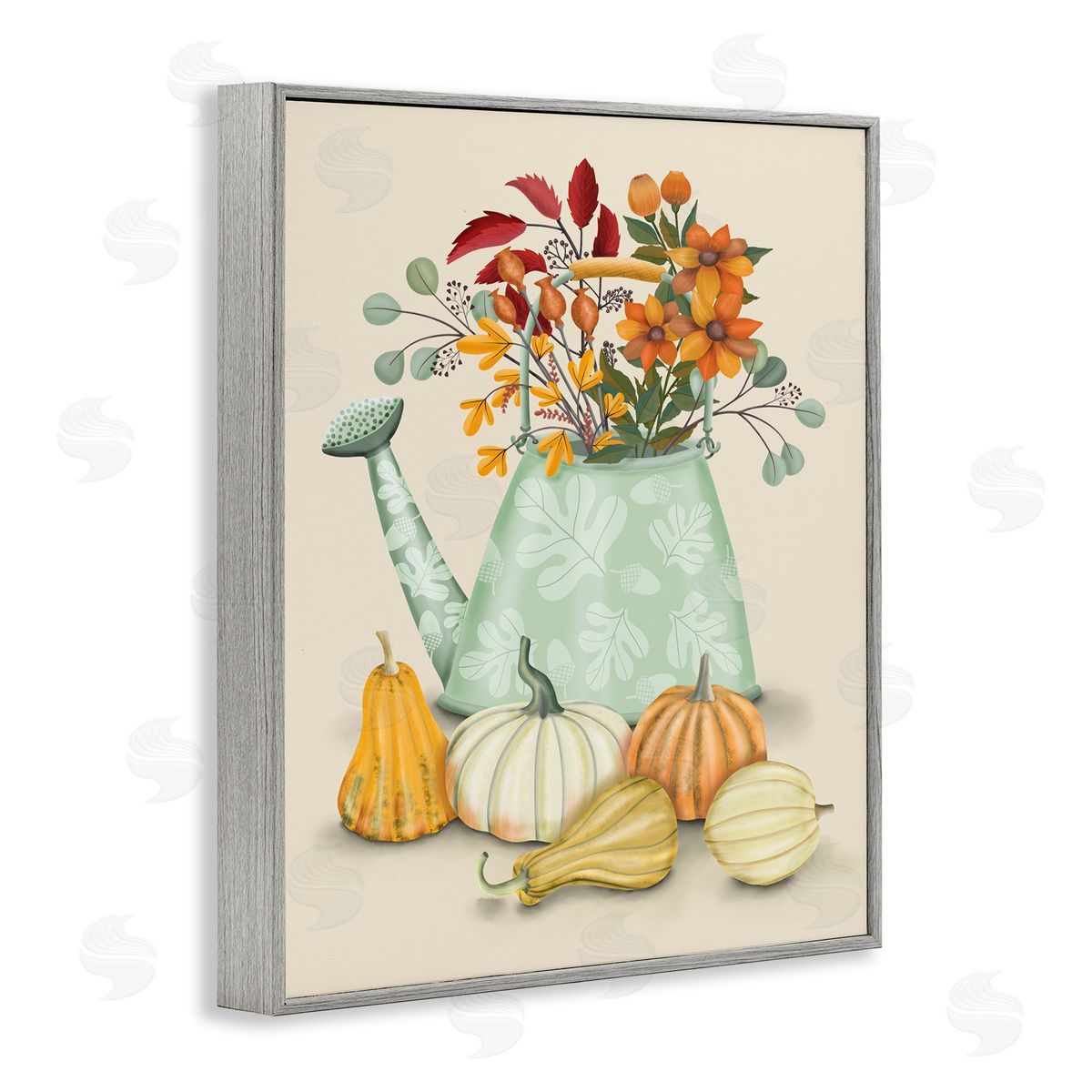 Country Harvest & Bouquet Grey Frame Print Wall Art, Home Decor by Darlene Seale