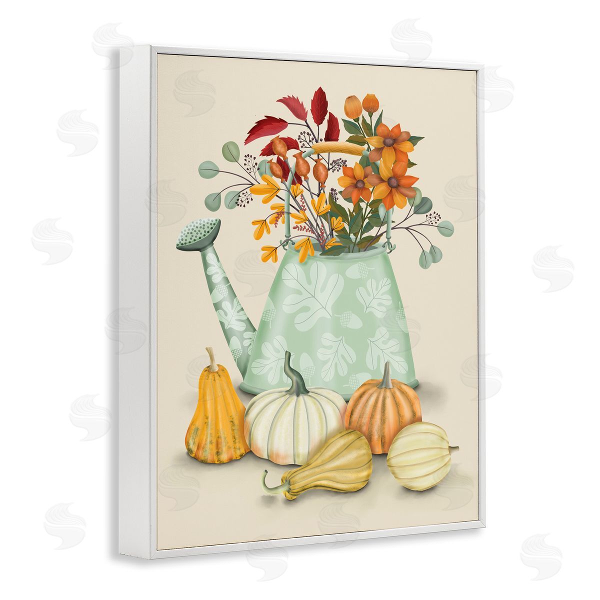 Country Harvest & Bouquet White Frame Print Wall Art, Home Decor by Darlene Seale