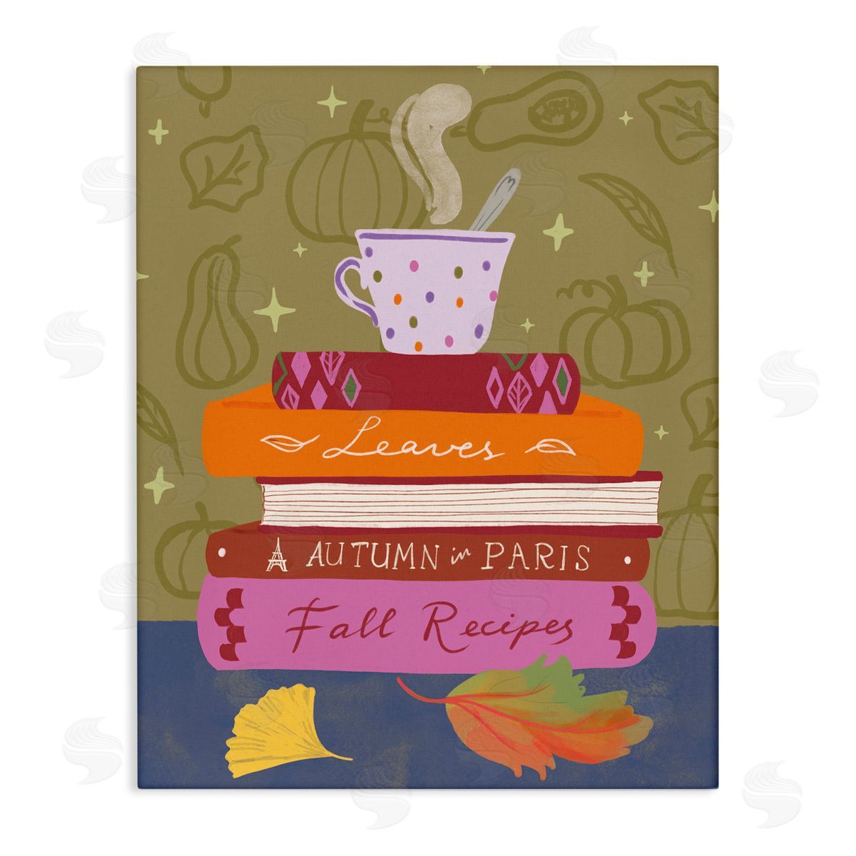 Autumnal Mug on Bookstack Canvas Wall Art, Home Decor by Be Ni La