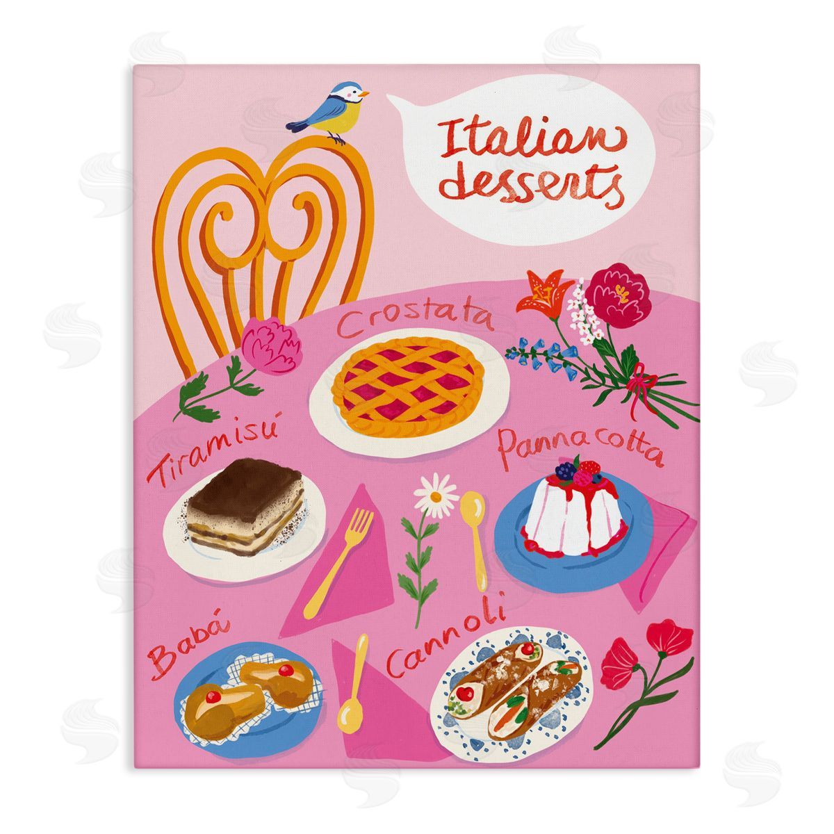 Italian Desserts Table Canvas Wall Art, Home Decor by Be Ni La
