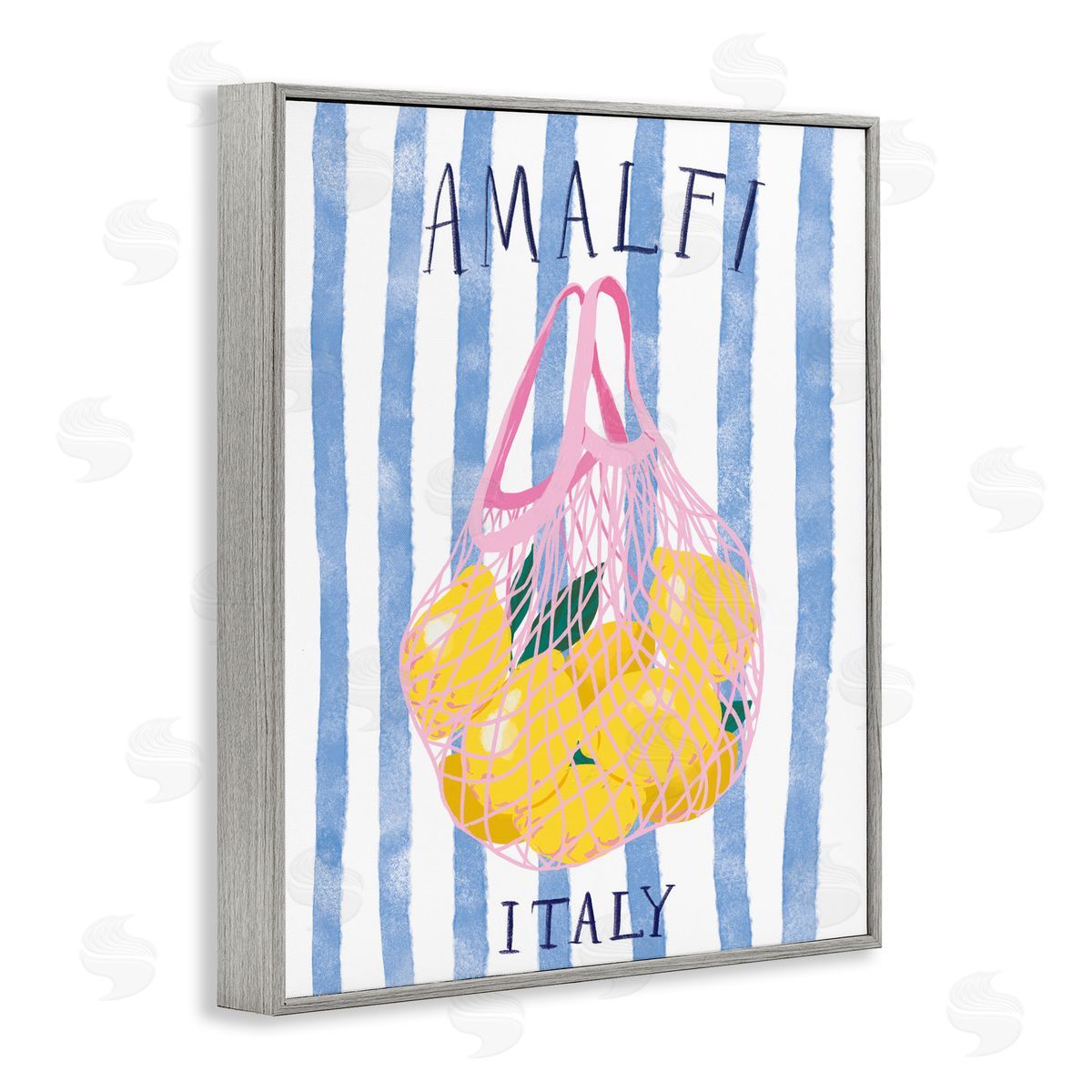 Amalfi Italy Lemons Grey Frame Print Wall Art, Home Decor by Be Ni La