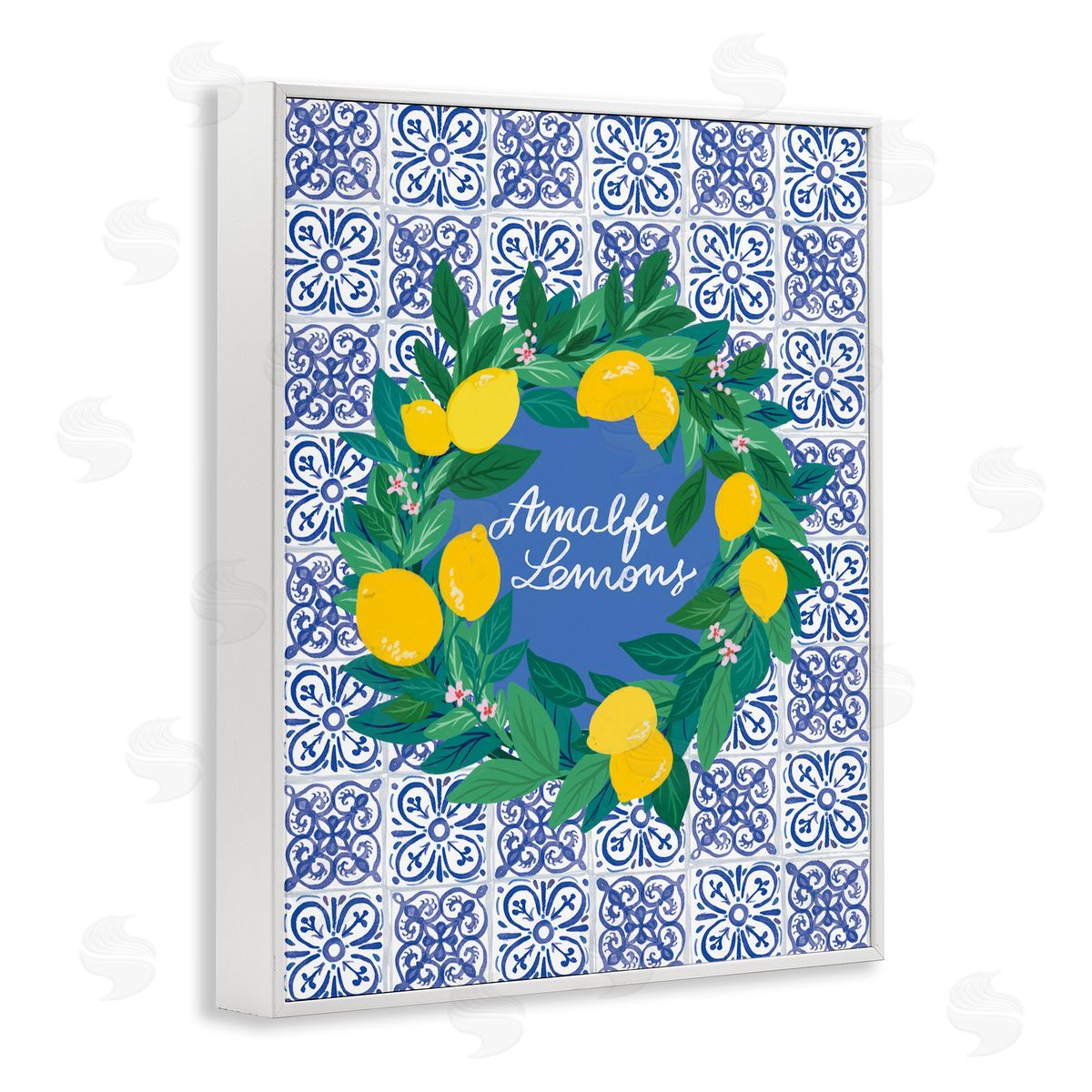 Amalfi Lemons on Tile White Frame Print Wall Art, Home Decor by Be Ni La