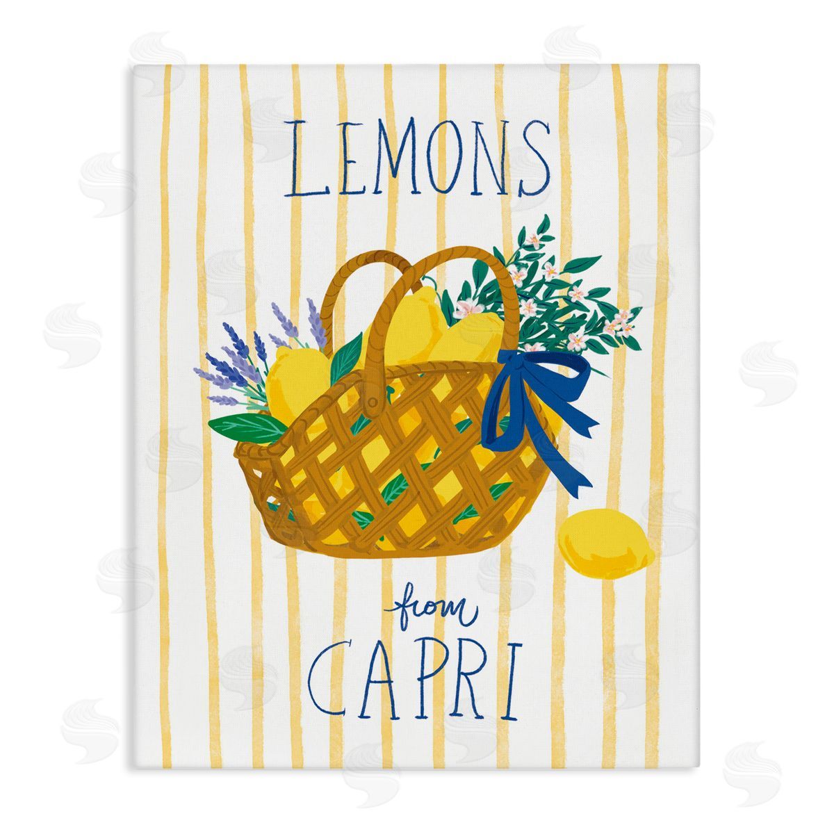 Lemon Basket from Capri Canvas Wall Art, Home Decor by Be Ni La