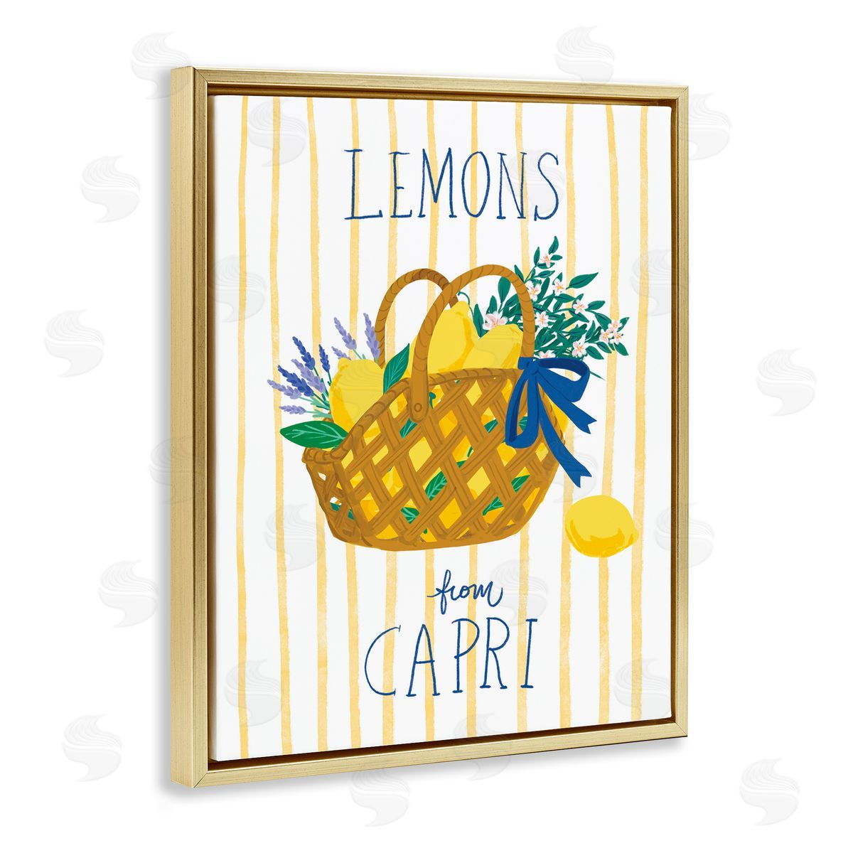 Lemon Basket from Capri Gold Floating Frame Canvas Wall Art, Home Decor by Be Ni La
