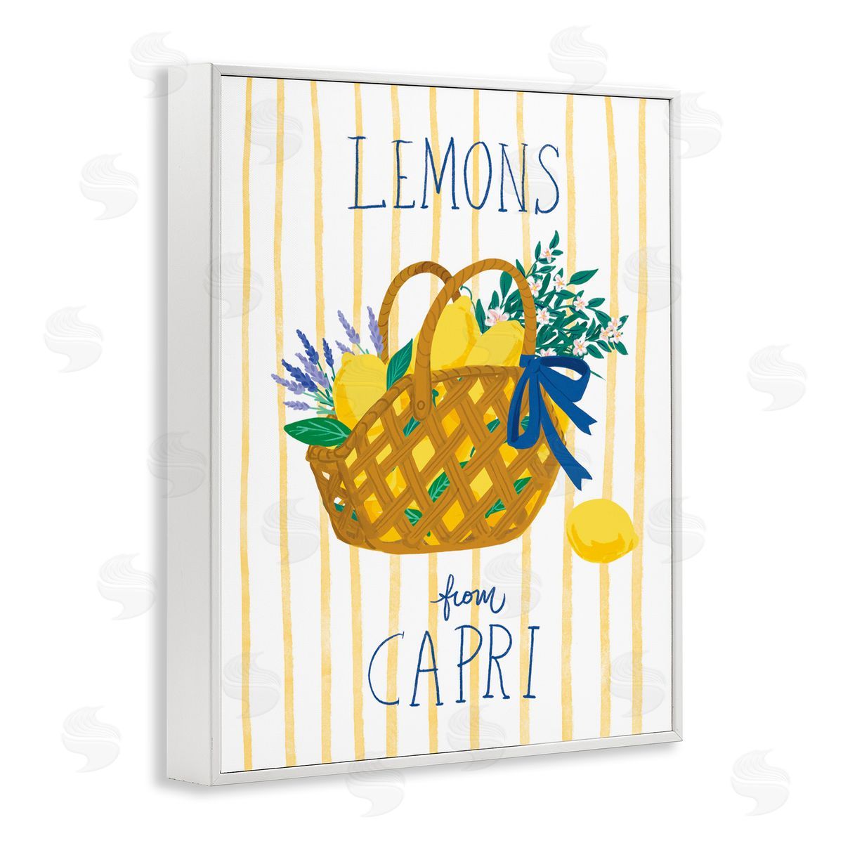 Lemon Basket from Capri White Frame Print Wall Art, Home Decor by Be Ni La