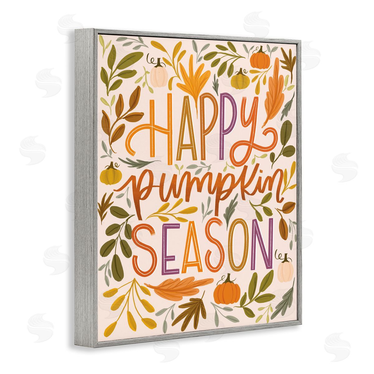 Happy Pumpkin Season Grey Frame Print Wall Art, Home Decor by Isabela Schielke
