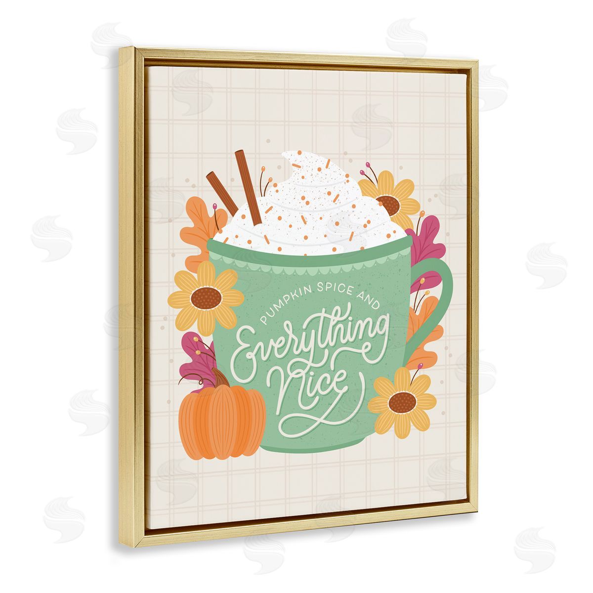 Pumpkin Spice Everything Nice Gold Floating Frame Canvas Wall Art, Home Decor by Jalynn Heerdt