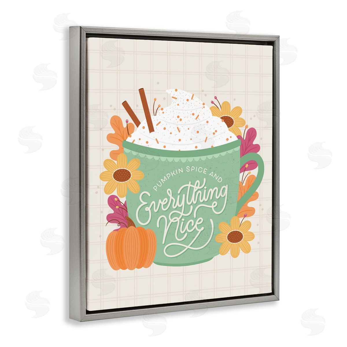Pumpkin Spice Everything Nice Grey Floating Frame Canvas Wall Art, Home Decor by Jalynn Heerdt