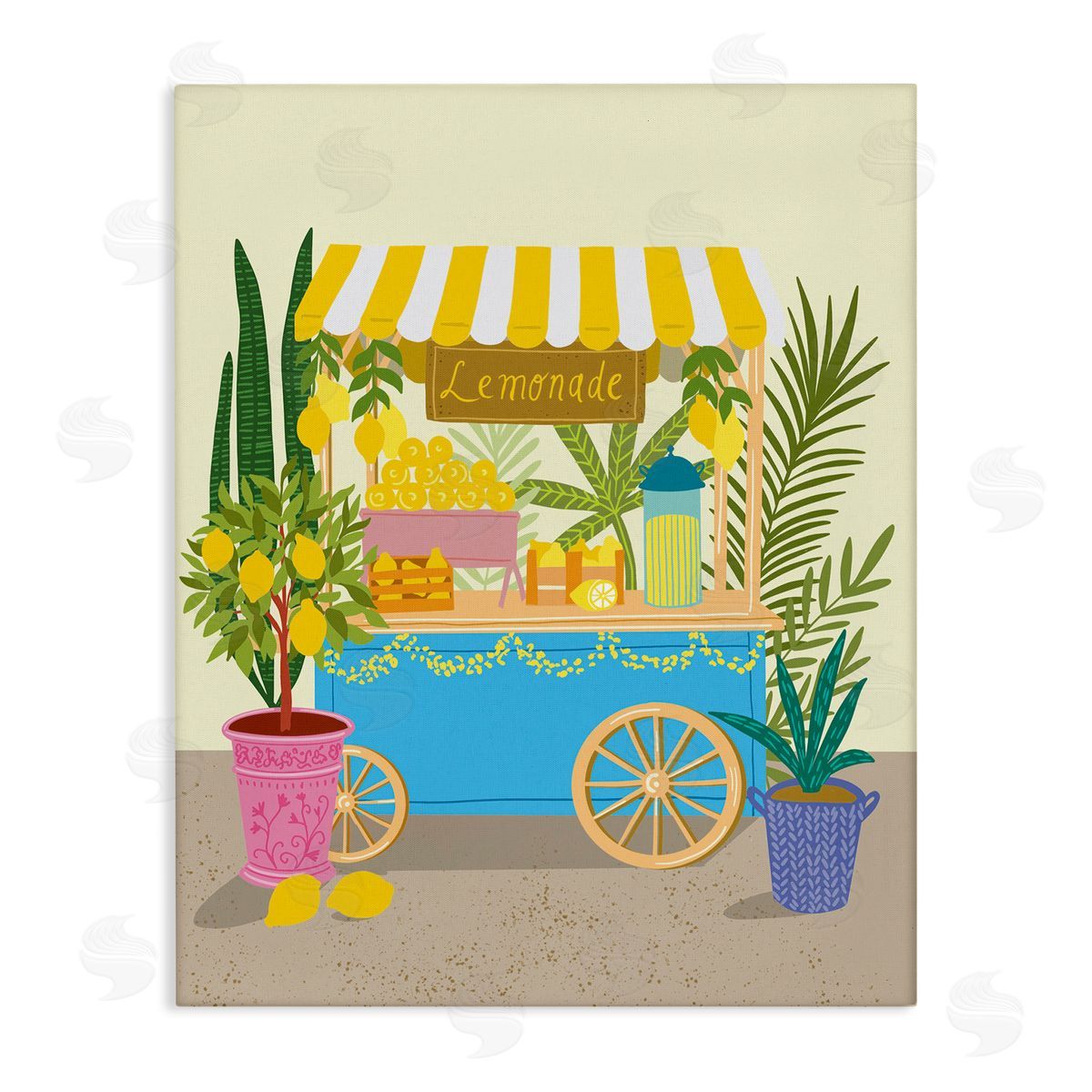 Food Market Lemonade Stand Canvas Wall Art, Home Decor by Jo Reid