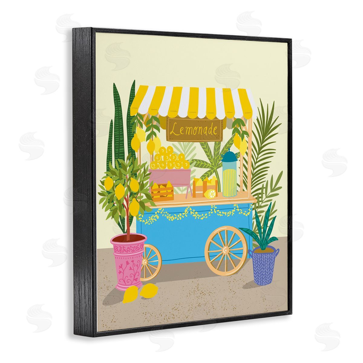 Food Market Lemonade Stand Black Frame Print Wall Art, Home Decor by Jo Reid