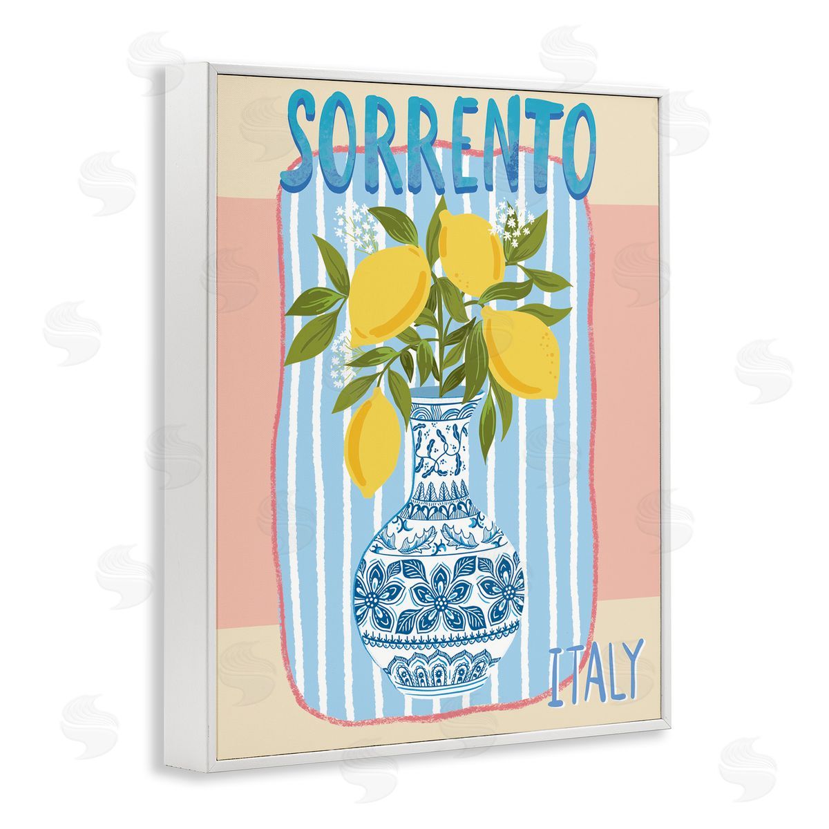 Italian Summer Lemons White Frame Print Wall Art, Home Decor by Jo Reid