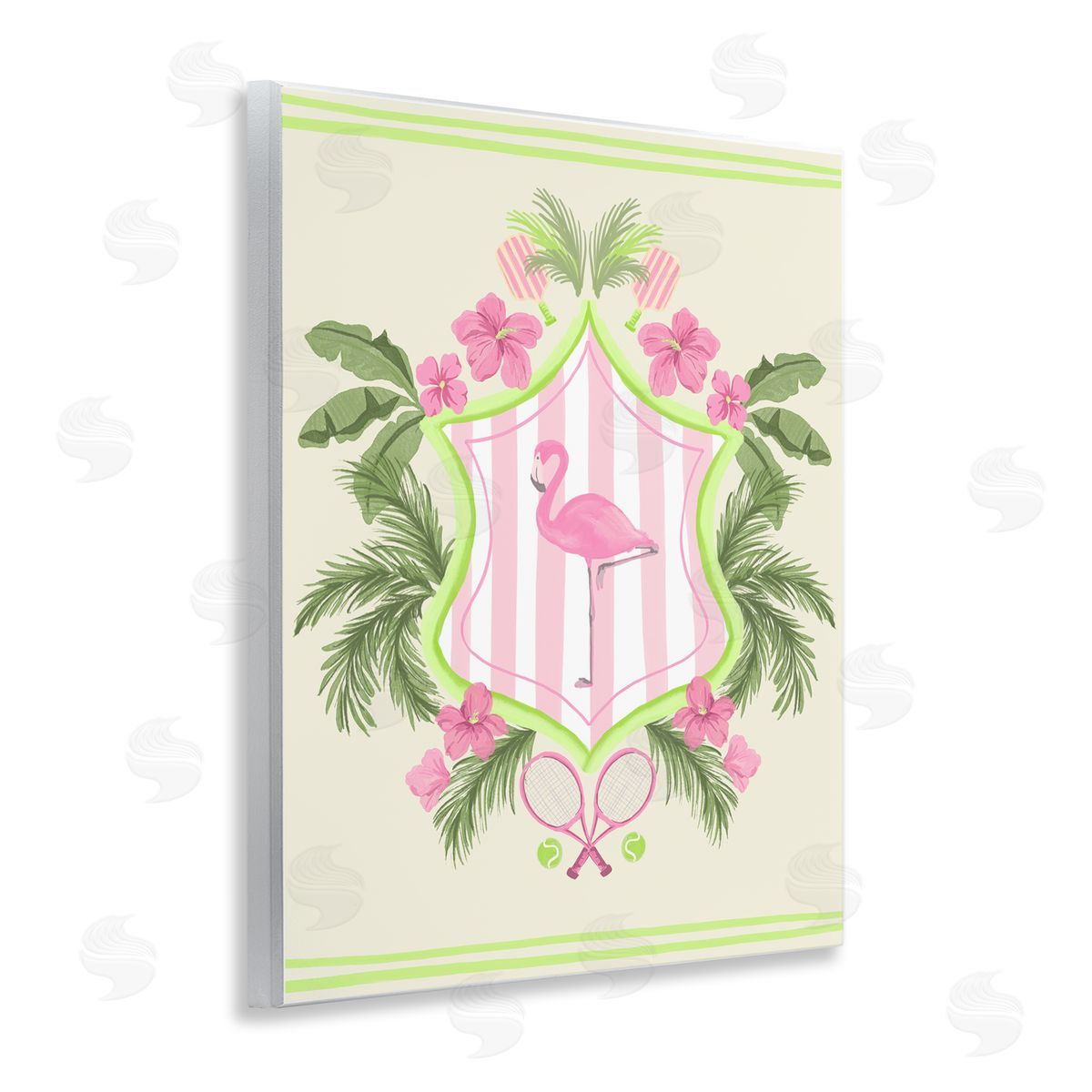 Palm Beach Flamingo Emblem Wood Plaque Wall Art, Home Decor by Kate Eldridge