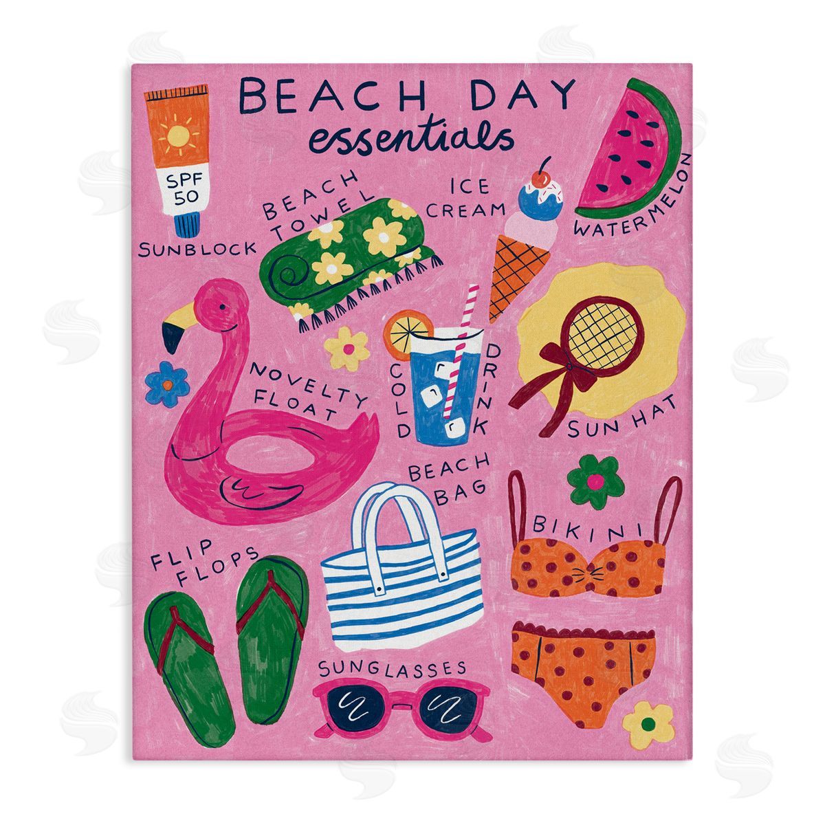 Beach Day Essentials Canvas Wall Art, Home Decor by Lisa Barlow