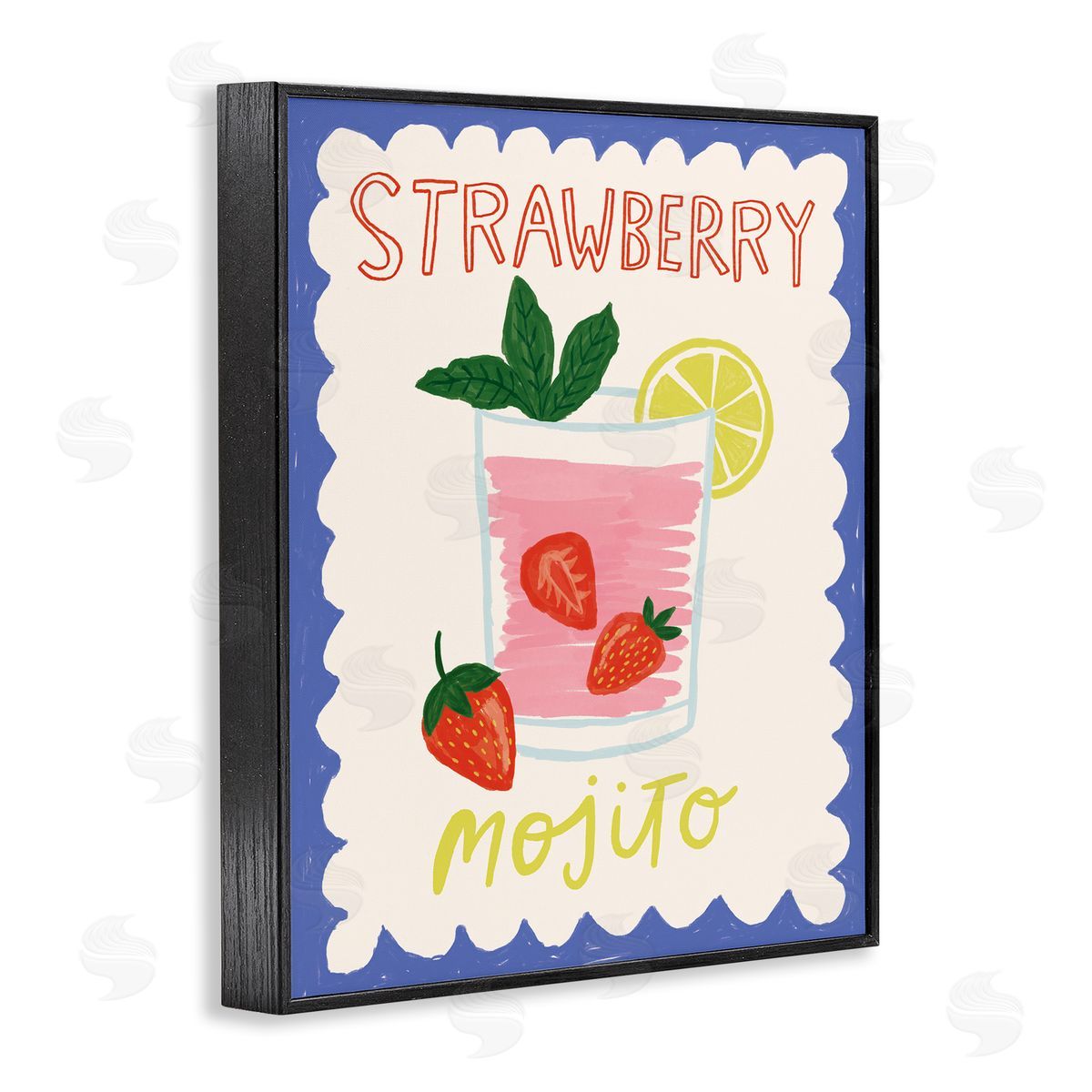 Strawberry Mojito Drink Black Frame Print Wall Art, Home Decor by Lisa Barlow