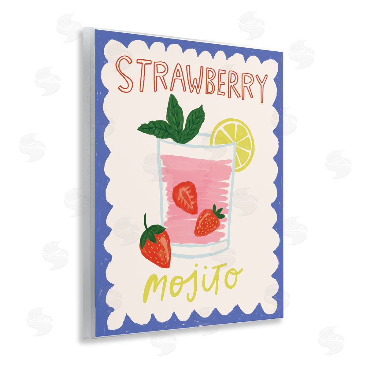 Strawberry Mojito Drink Wood Plaque Wall Art, Home Decor by Lisa Barlow