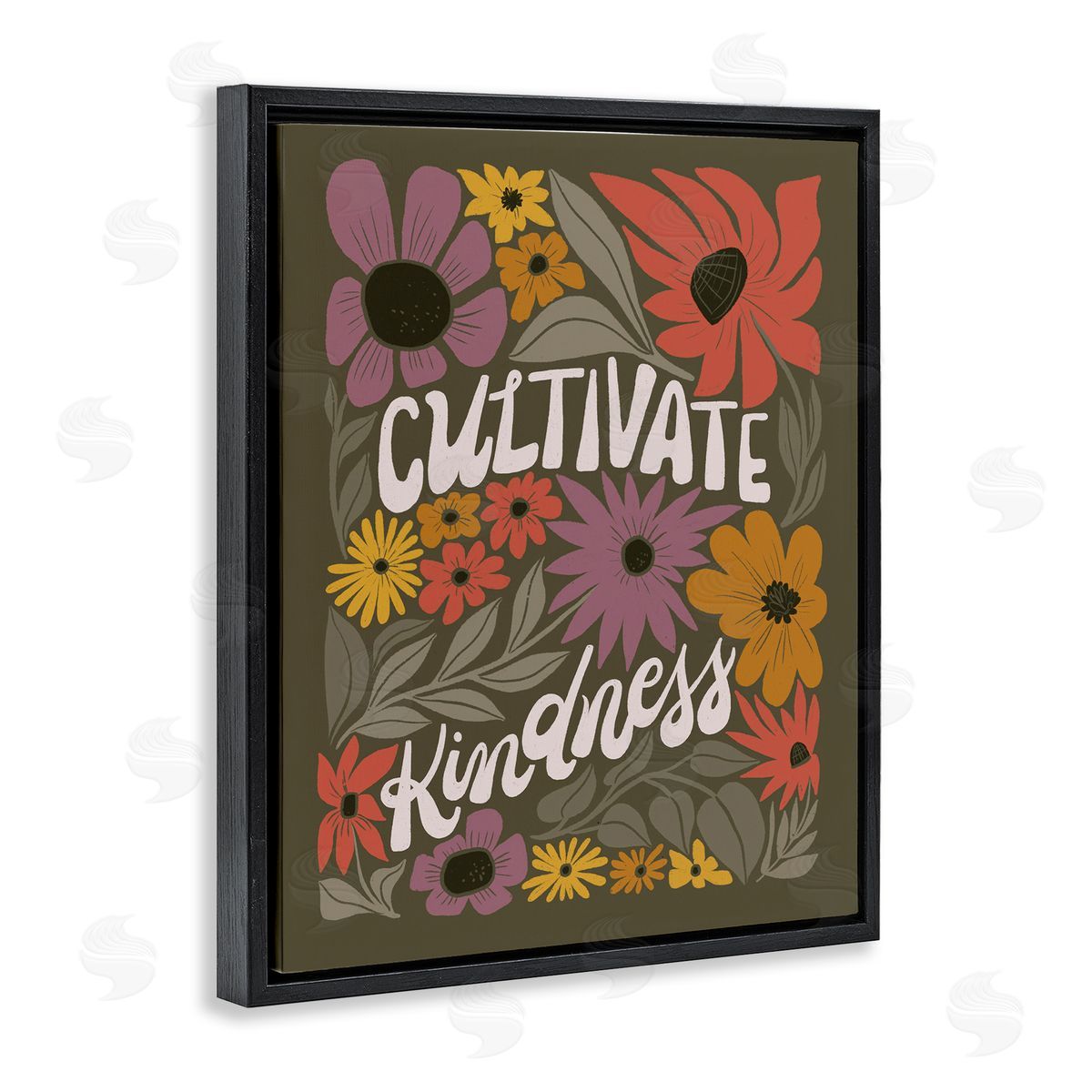 Groovy Cultivate Kindness Black Floating Frame Canvas Wall Art, Home Decor by Loni Harris