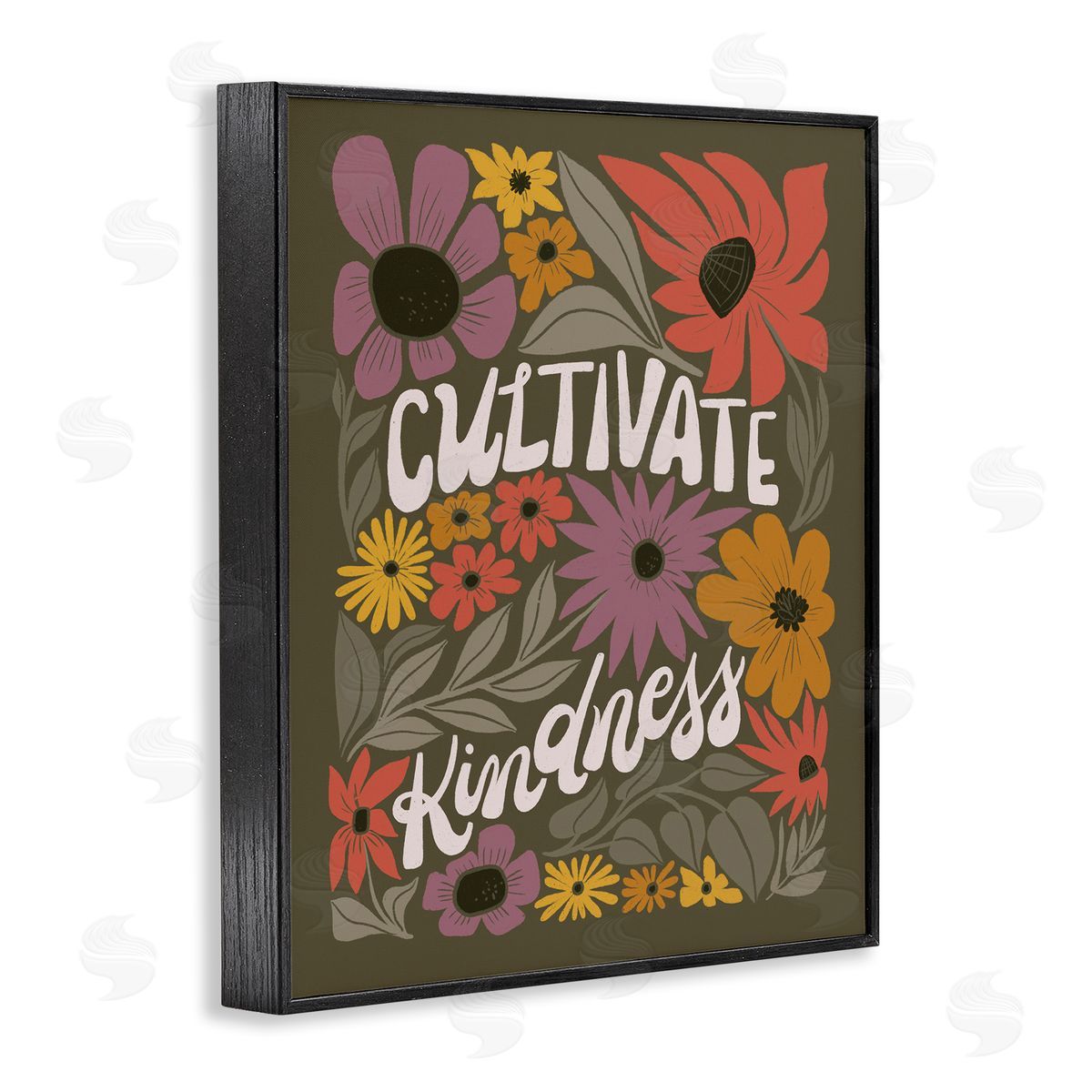 Groovy Cultivate Kindness Black Frame Print Wall Art, Home Decor by Loni Harris