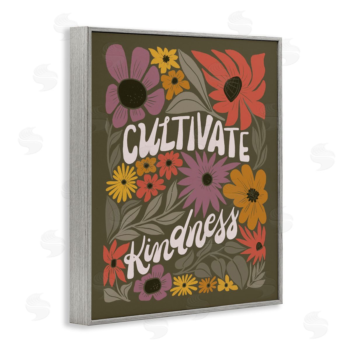 Groovy Cultivate Kindness Grey Frame Print Wall Art, Home Decor by Loni Harris