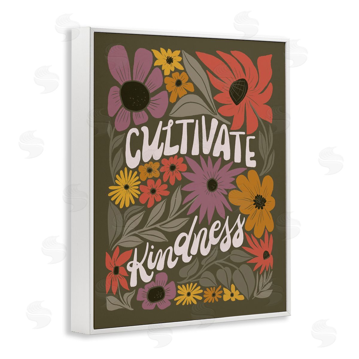Groovy Cultivate Kindness White Frame Print Wall Art, Home Decor by Loni Harris