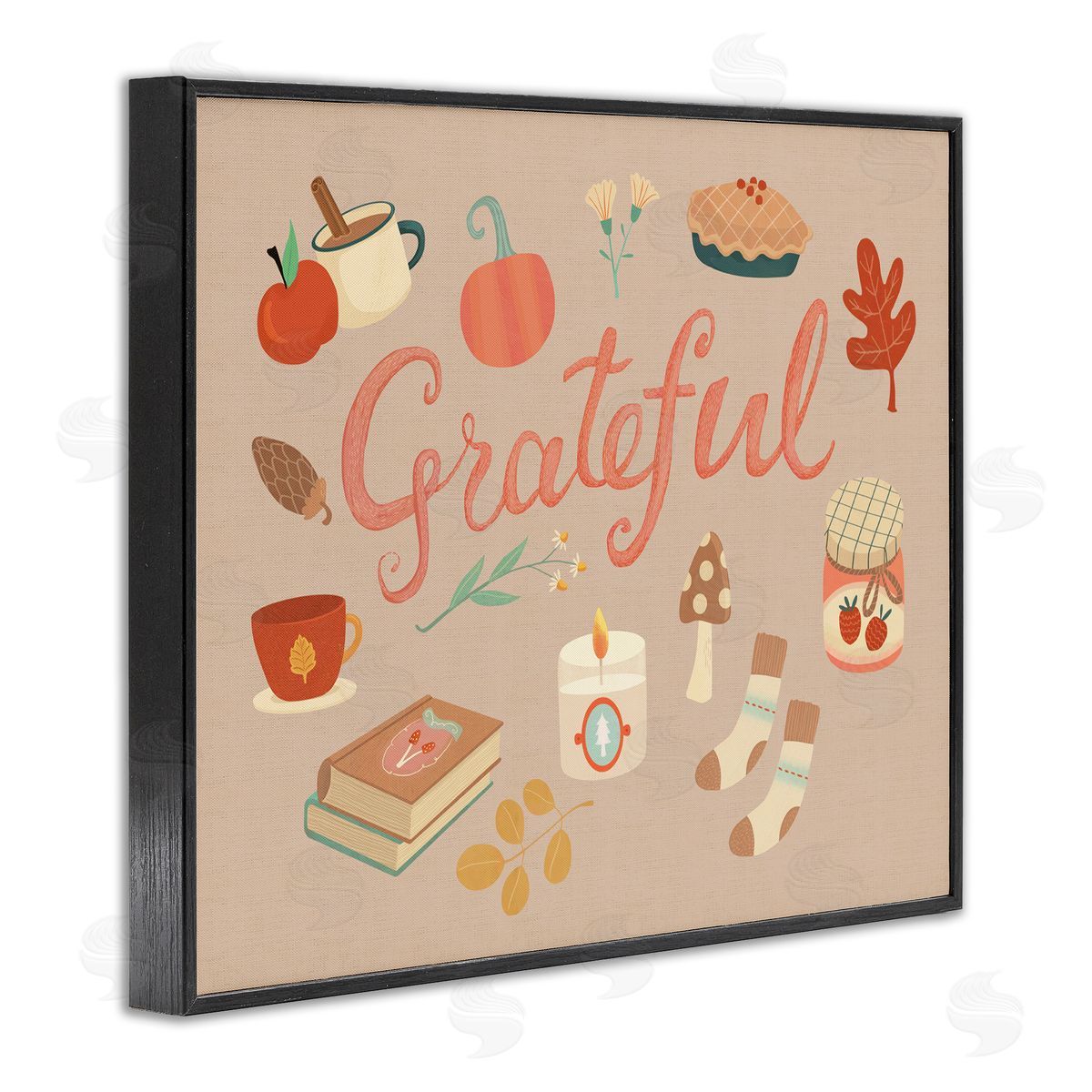 Grateful Cozy Fall Essentials Black Frame Print Wall Art, Home Decor by Laura Watson