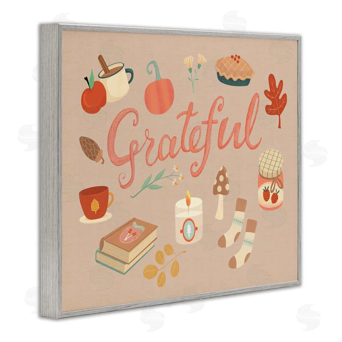 Grateful Cozy Fall Essentials Grey Frame Print Wall Art, Home Decor by Laura Watson