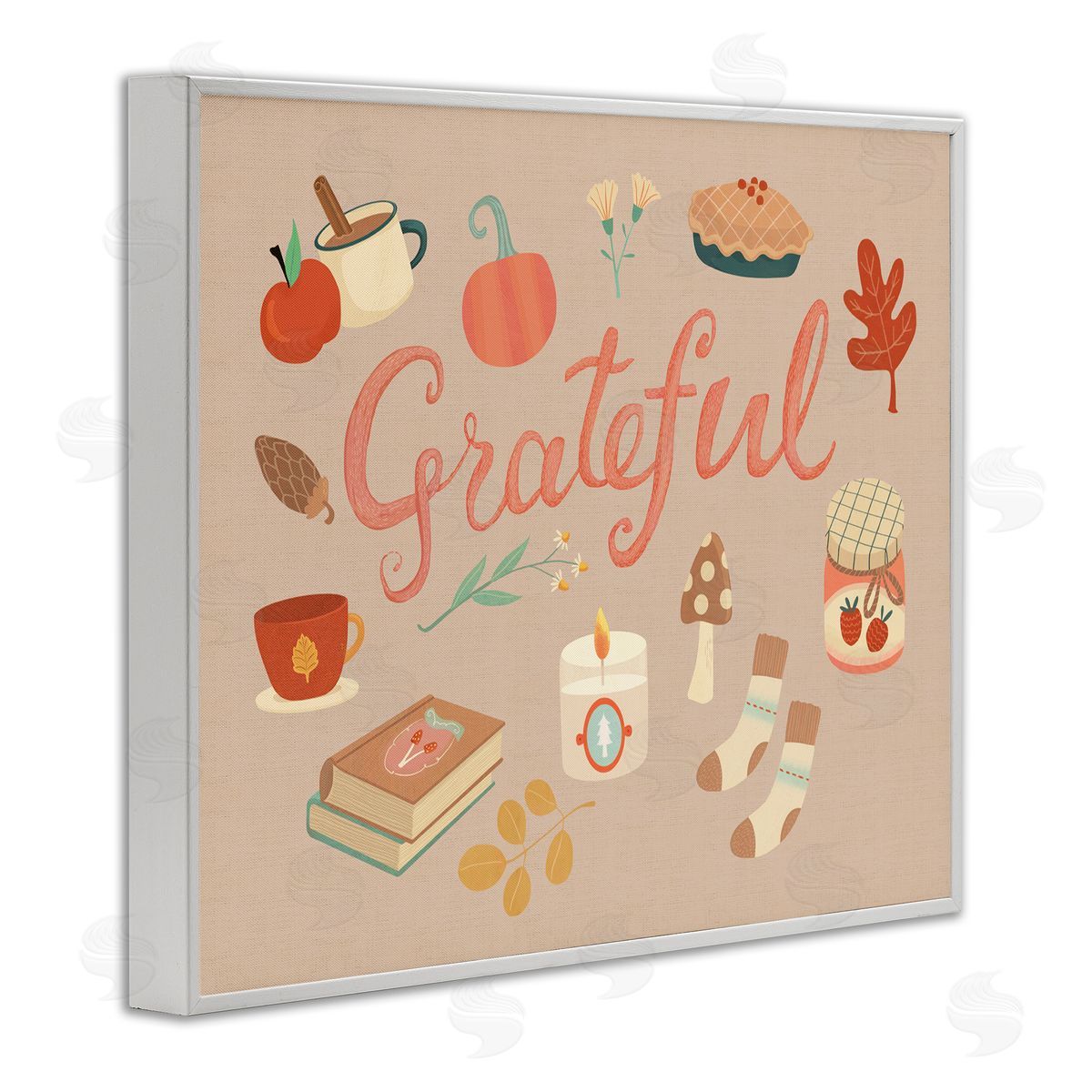 Grateful Cozy Fall Essentials White Frame Print Wall Art, Home Decor by Laura Watson
