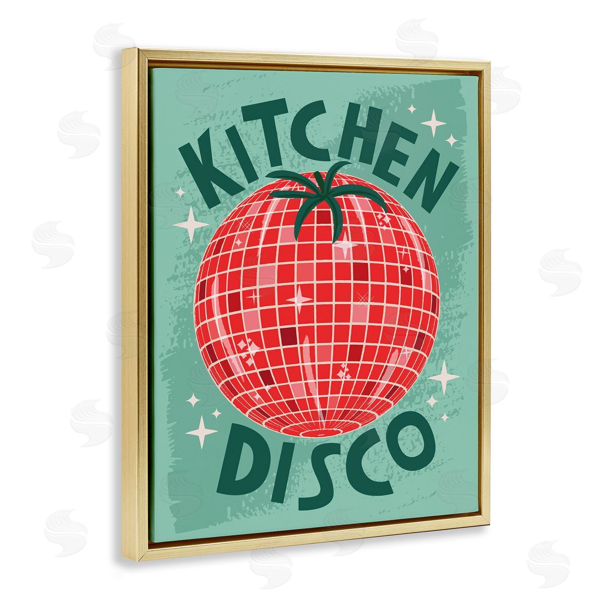 Kitchen Disco Tomato Gold Floating Frame Canvas Wall Art, Home Decor by Lisa Perry Whitebutton