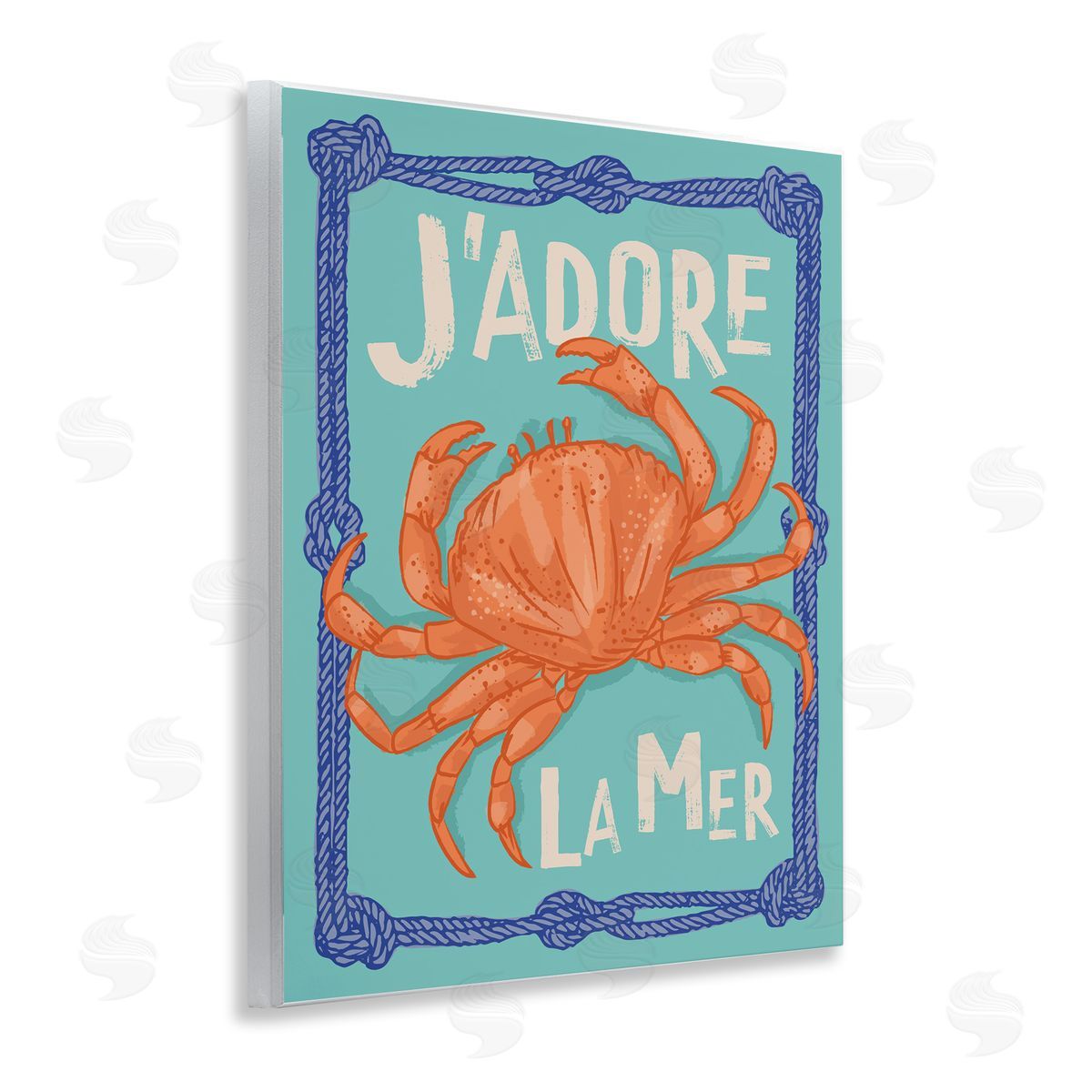 J'adore La Mer Crab Wood Plaque Wall Art, Home Decor by Lisa Perry Whitebutton