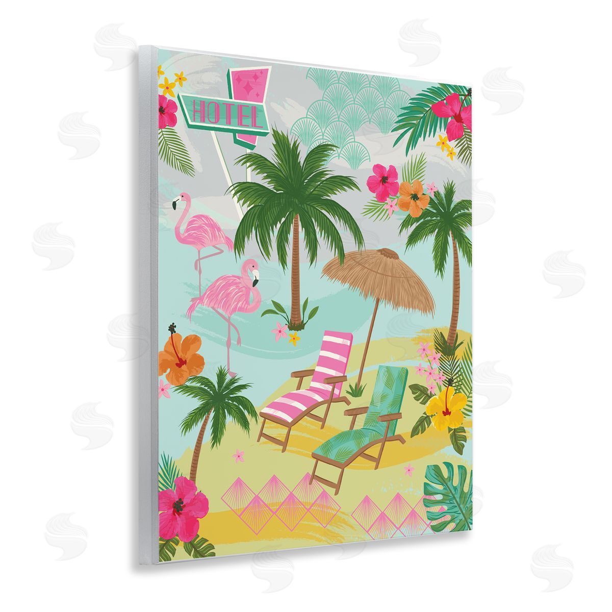 Tropical Palms Resort Wood Plaque Wall Art, Home Decor by Lisa Perry Whitebutton