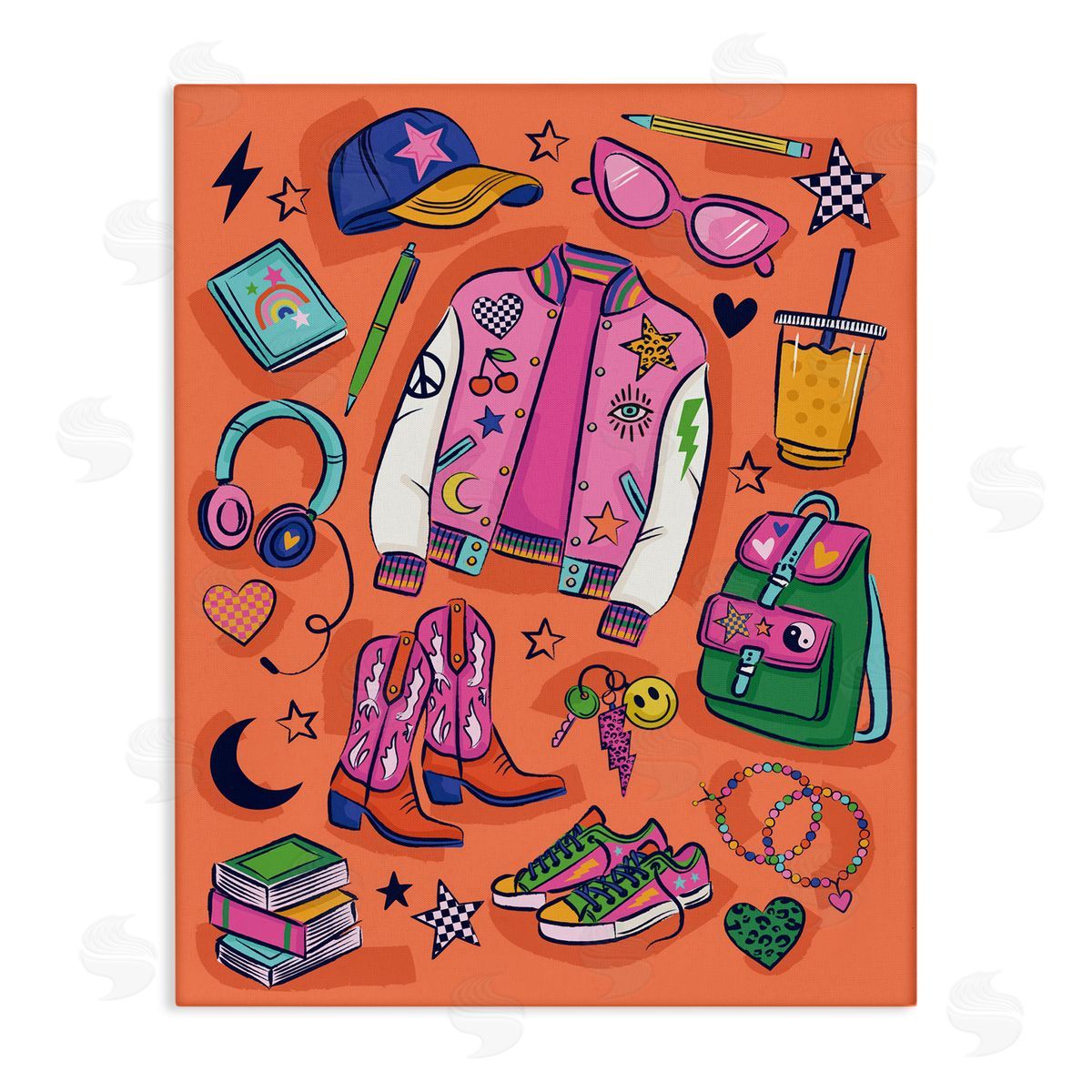 Bright Fashion School Essentials Canvas Wall Art, Home Decor by Lisa Perry Whitebutton