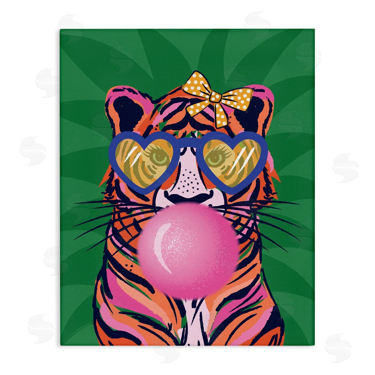 Glam Tiger Bubble Gum Canvas Wall Art, Home Decor by Lisa Perry Whitebutton