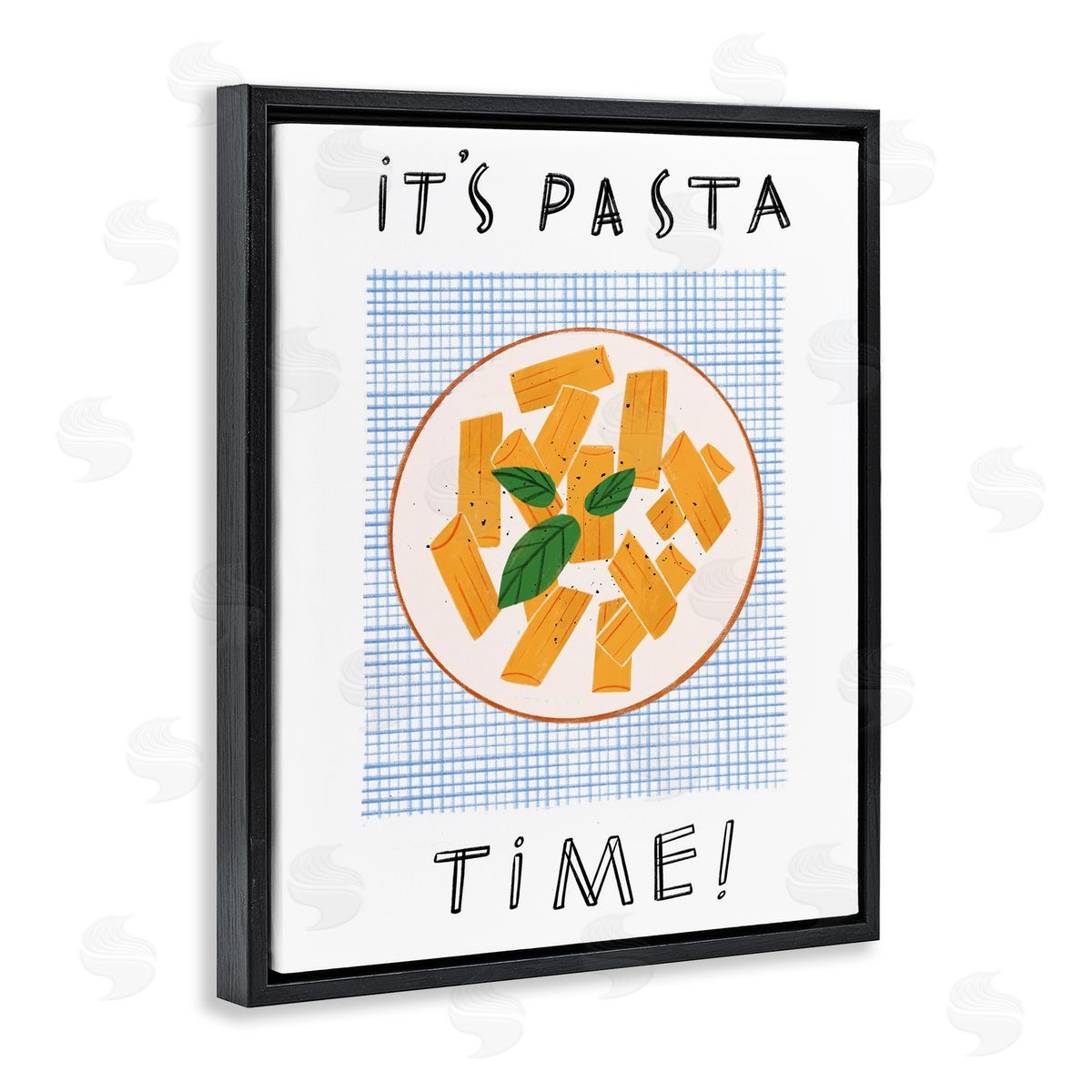 Pasta Time Phrase Black Floating Frame Canvas Wall Art, Home Decor by Marina Astudillo