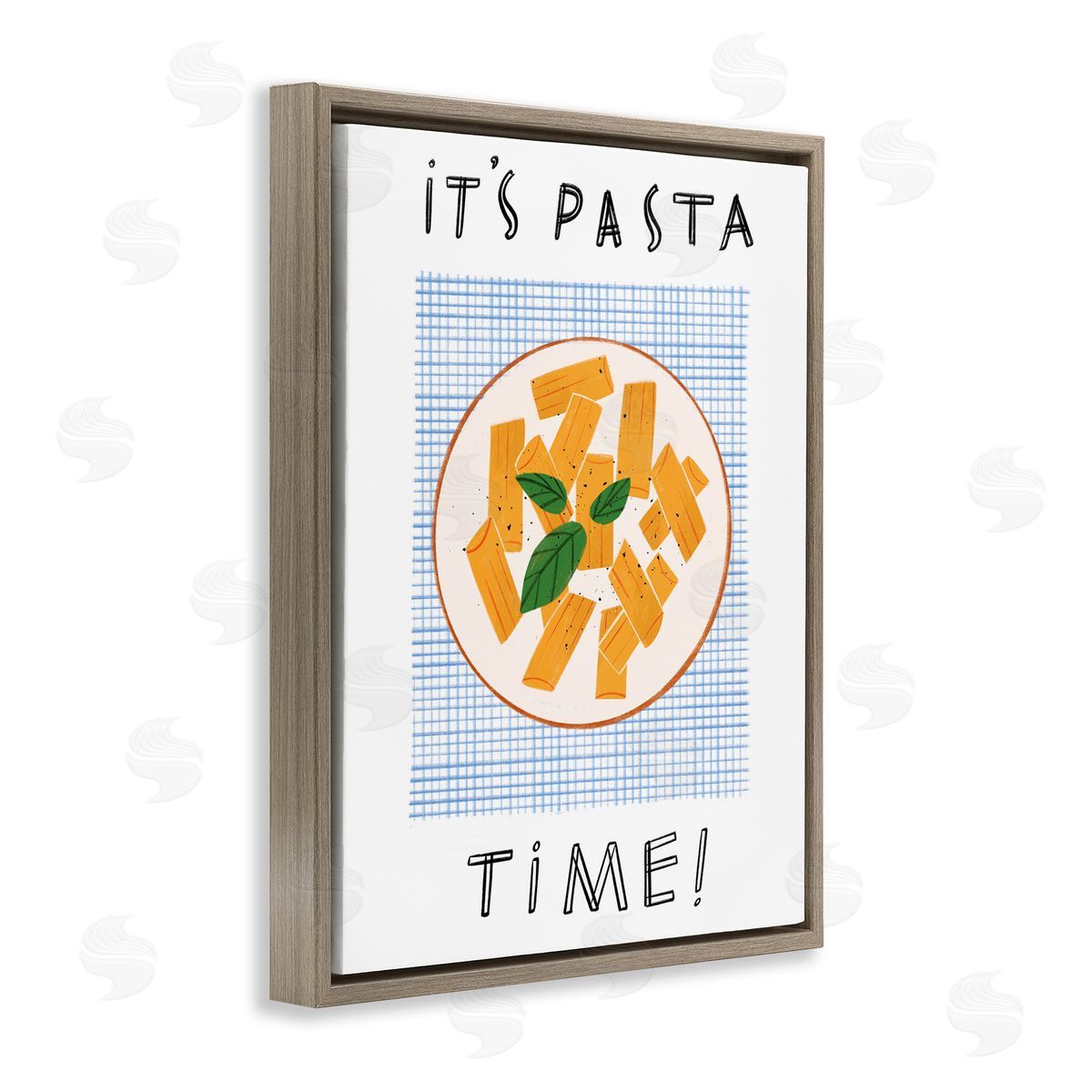 Pasta Time Phrase Brown Floating Frame Canvas Wall Art, Home Decor by Marina Astudillo