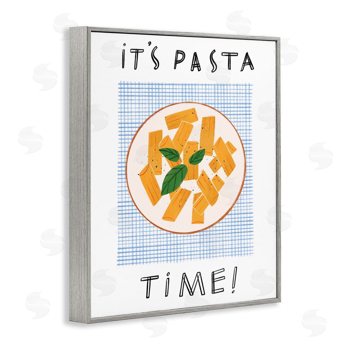 Pasta Time Phrase Grey Frame Print Wall Art, Home Decor by Marina Astudillo