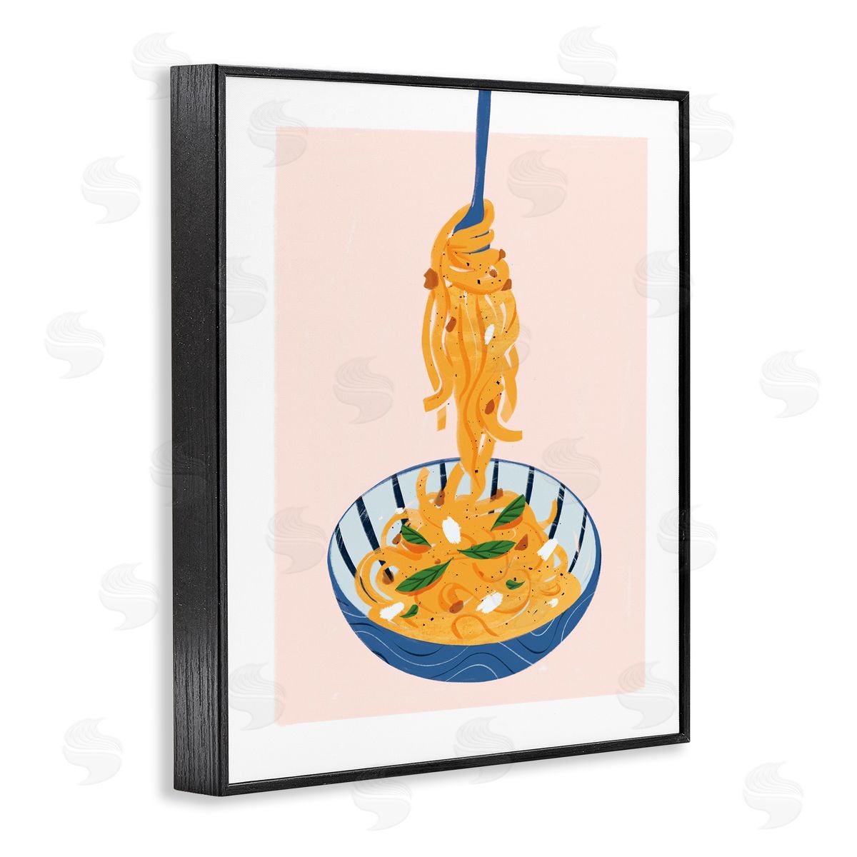 Modern Pasta Bowl Black Frame Print Wall Art, Home Decor by Marina Astudillo