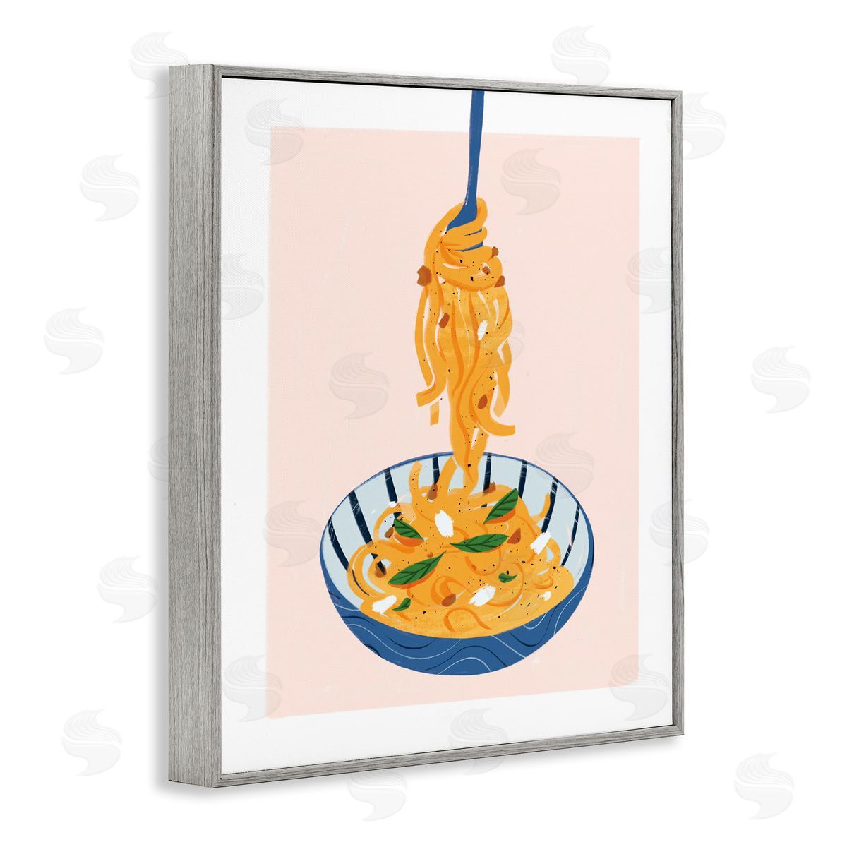 Modern Pasta Bowl Grey Frame Print Wall Art, Home Decor by Marina Astudillo